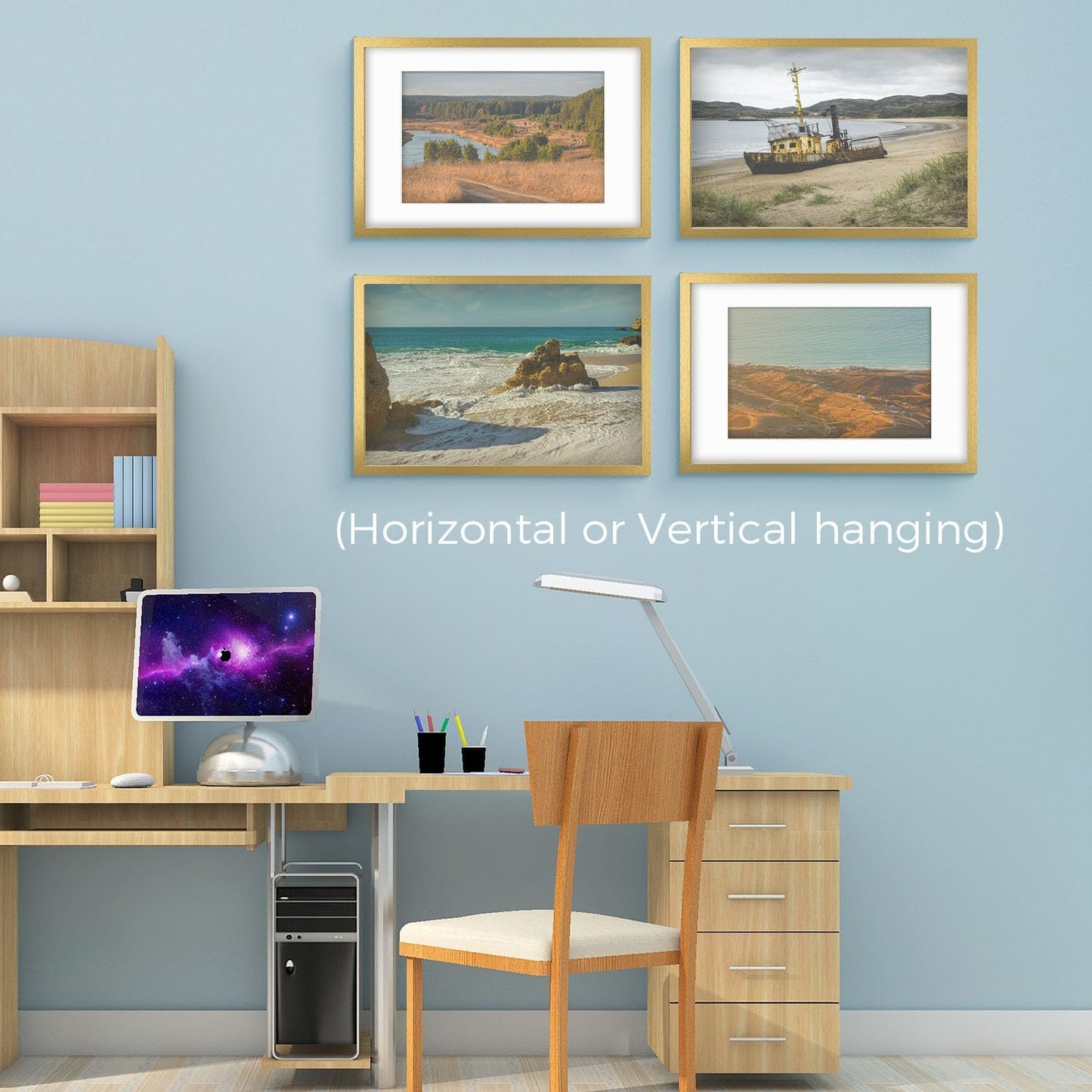 Golden State Art, 16X24 Picture Frame with Mat for 12X18 - High Definition Glass Wall Mounting Horizontal Vertical Display (Gold, 2 Pack)