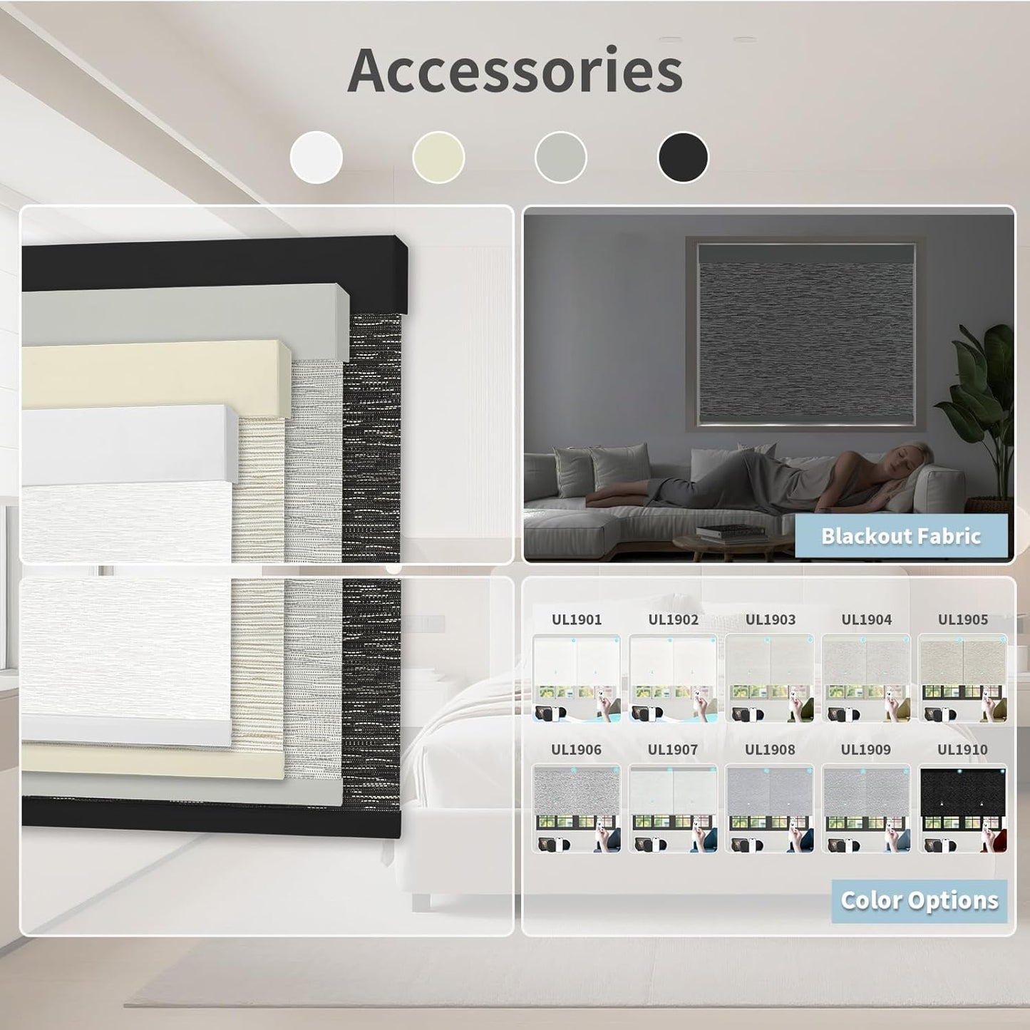 Motorized Blinds with Remote Custom Size Blackout Smart Roller Shades Compatible with Alexa Google, Electric Blinds for Windows
