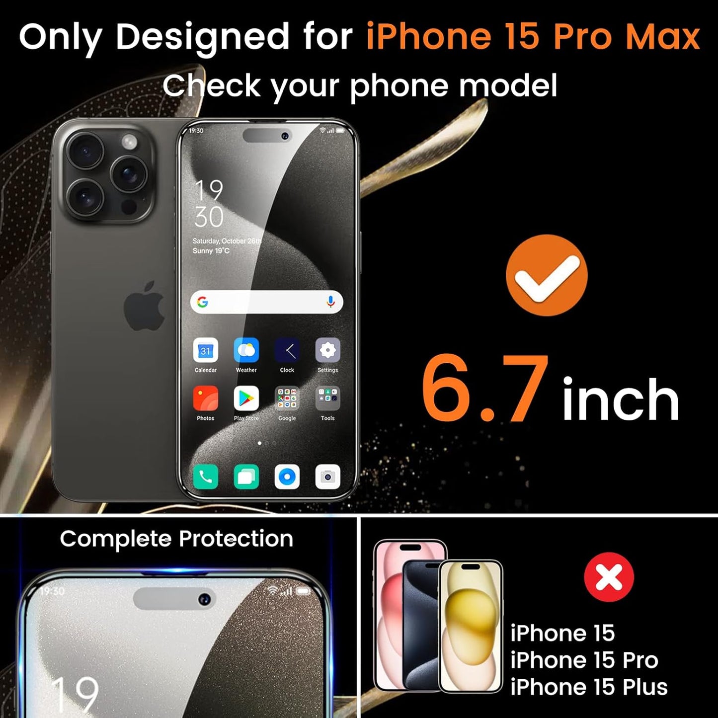 4+4 Pack Privacy Screen Protector for iPhone 15 Pro Max 6.7-Inch with 4 Pack Camera Lens Protector, Anti Spy Tempered Glass Film 9H Hardness Case Friendly