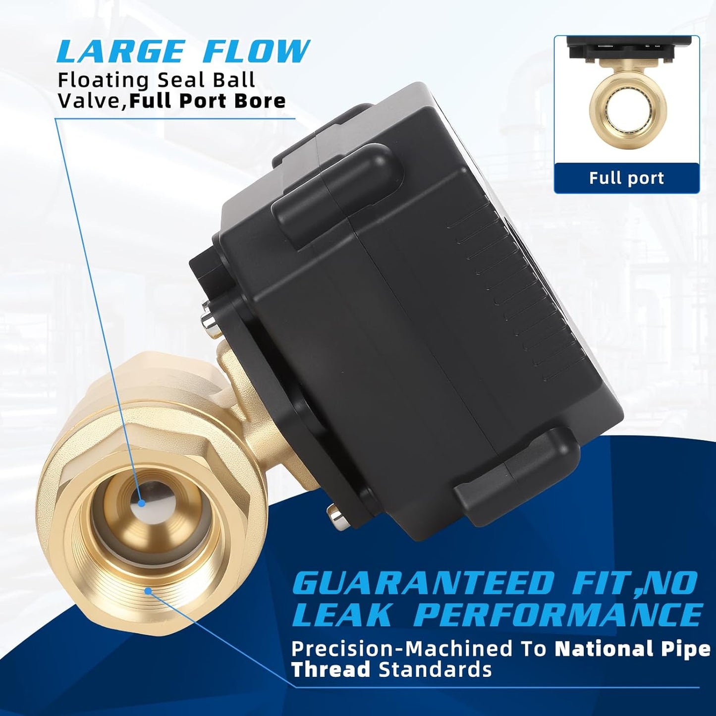 Motorized Ball Valve 30 Pack - 1" Brass Electric Ball Valve with Full Port, 9-24V AC/DC and 2 Wire Auto Return Setup