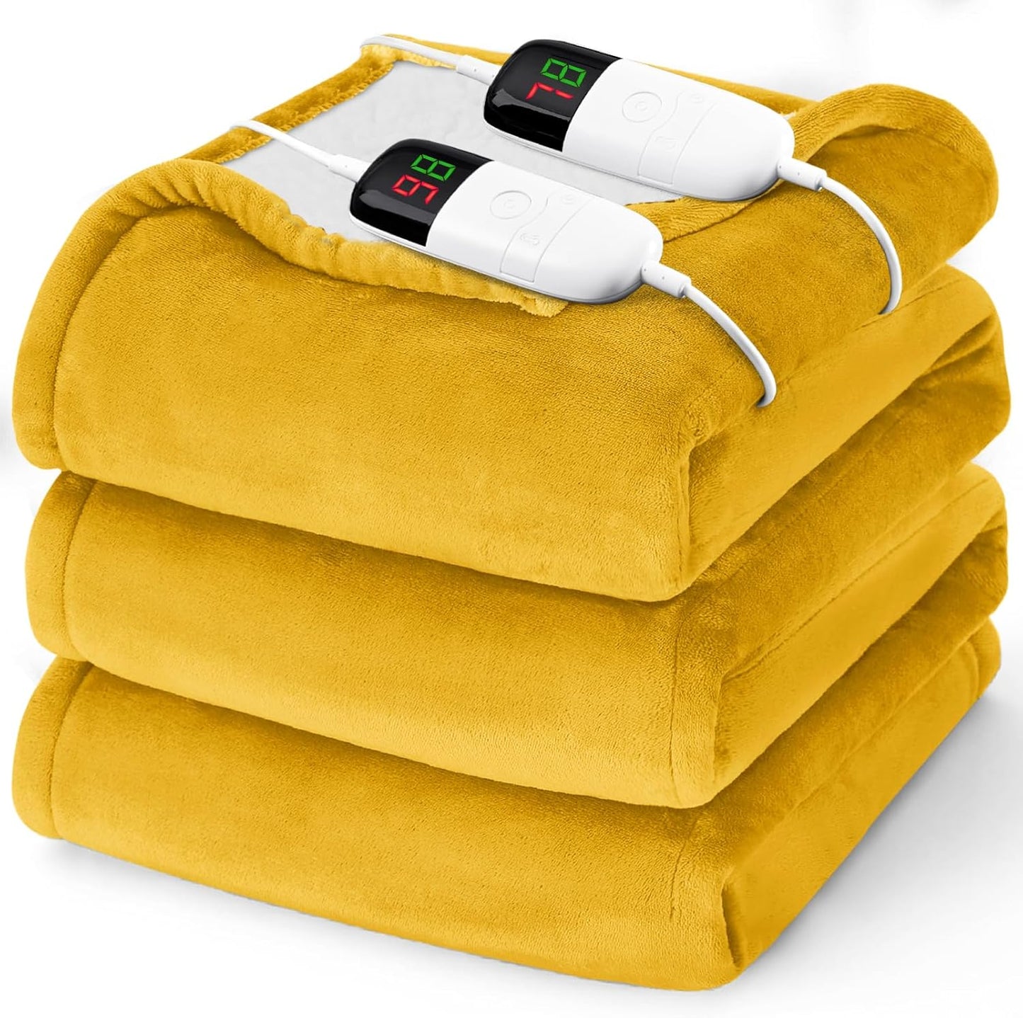 Heated Electric Blanket King Size - 90" x 100" Heating Blanket with Dual Control, 10 Heating Levels & 8 Hours Auto Off, Soft Warm Flannel Blanket, Christmas Birthday Gifts for Senior Grandma