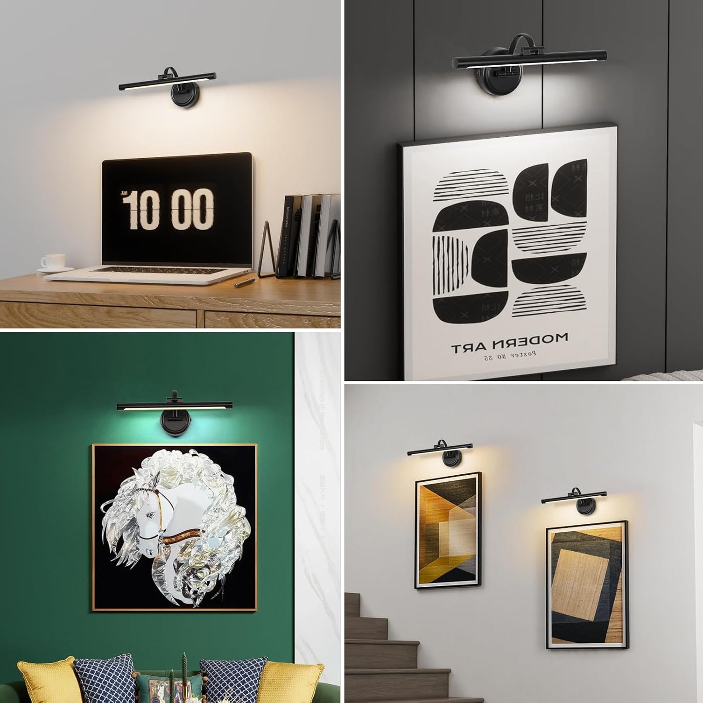 Rechargeable Picture Light for Wall, Cordless Art Lights Battery Operated, Dimmable Wall Light with Remote & Timer, 3 Color Modes for Paintings, Gallery, Artwork(Black, 15.7inch)