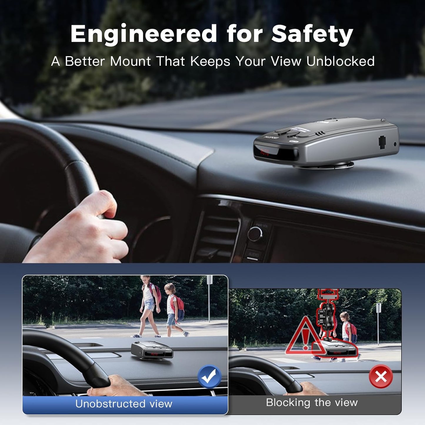 Upgraded Magnetic Radar Detector Dashboard Mount with N52 Magnets, Adhesive Holder for Escort, Uniden, Valentine One, Anti-Vibration Stable Fit, Adjustable Angle Design