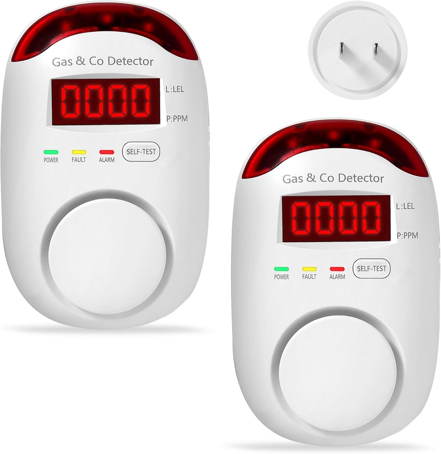 2 Packs Gas & Carbon Monoxide Detectors - Plug in Carbon Monoxide Detector & Propane, Natural Gas Detector, CO Monitor Alarm & Explosive Gas Detector Alarm for Home,RV