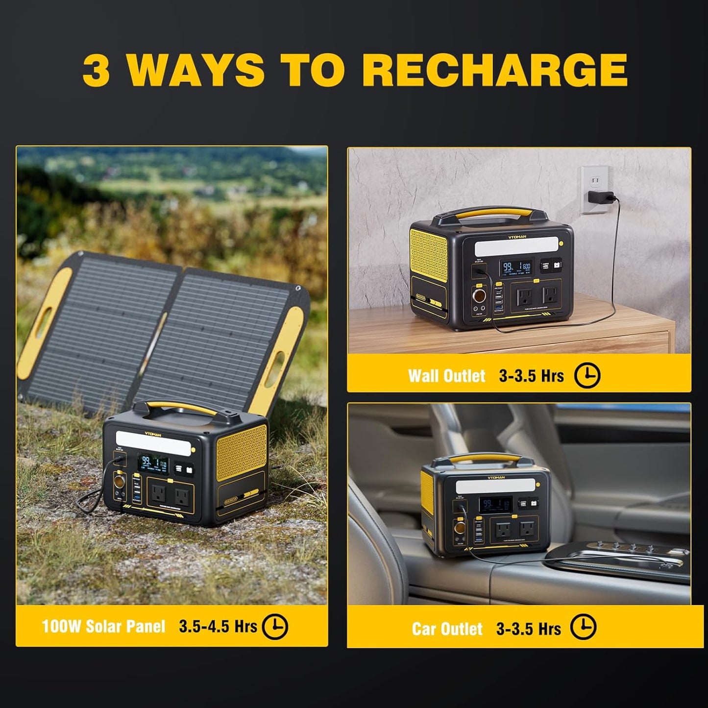 VTOMAN Jump 600X Solar Generator with 200W Solar Panel, 299Wh Portable Power Station with 2x 600W AC Outlets (Surge 1200W) for Outdoor Camping, Vehicle Emergency, Electric Backup
