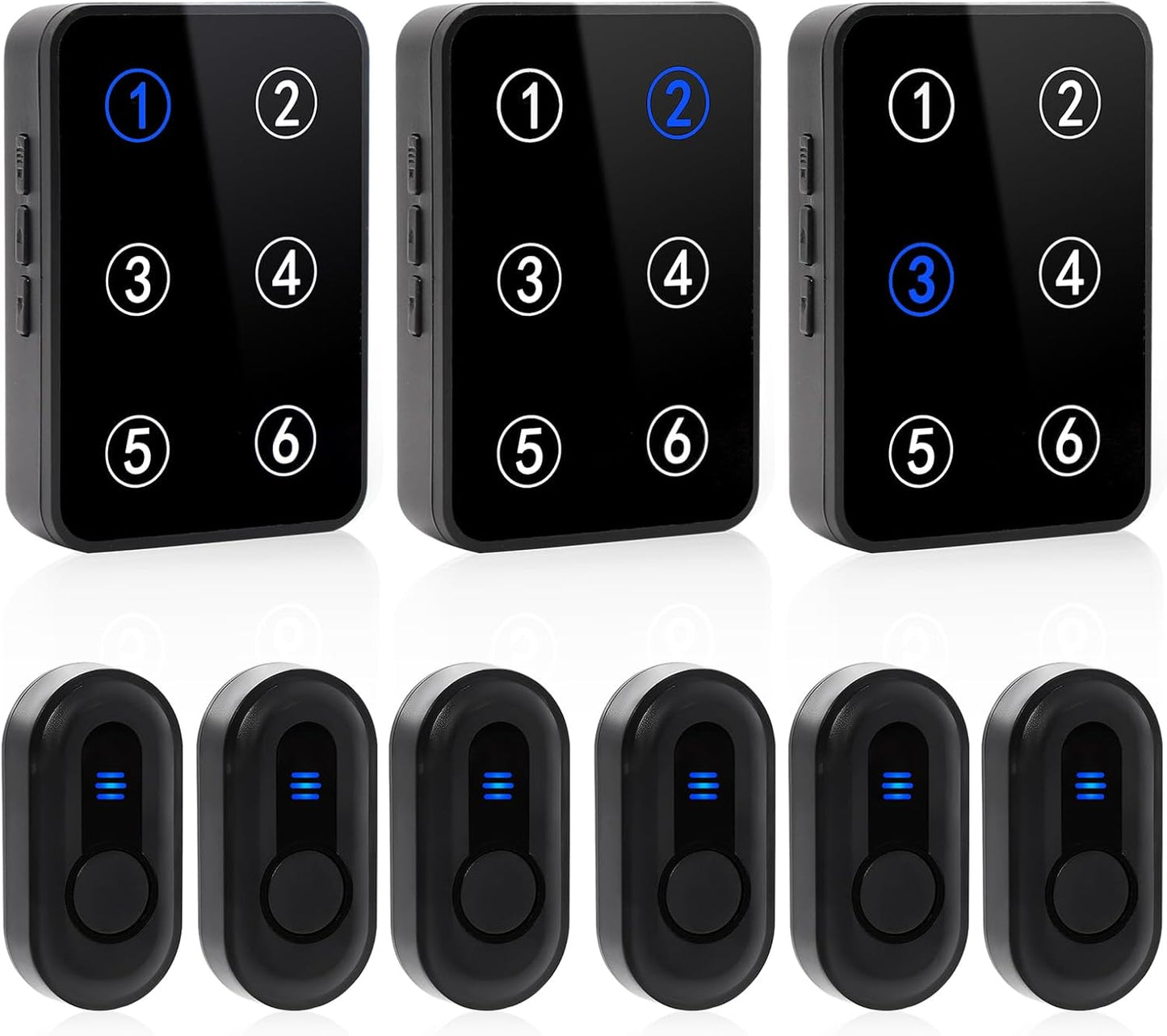 Caregiver Pager Wireless Call Button Emergency Life Alert Systems 500Ft Range with LED Number Display for Elderly/Patient/Disabled at Home/Hospital/Clinic(6 Waterproof Panic Button & 3 Receiver)