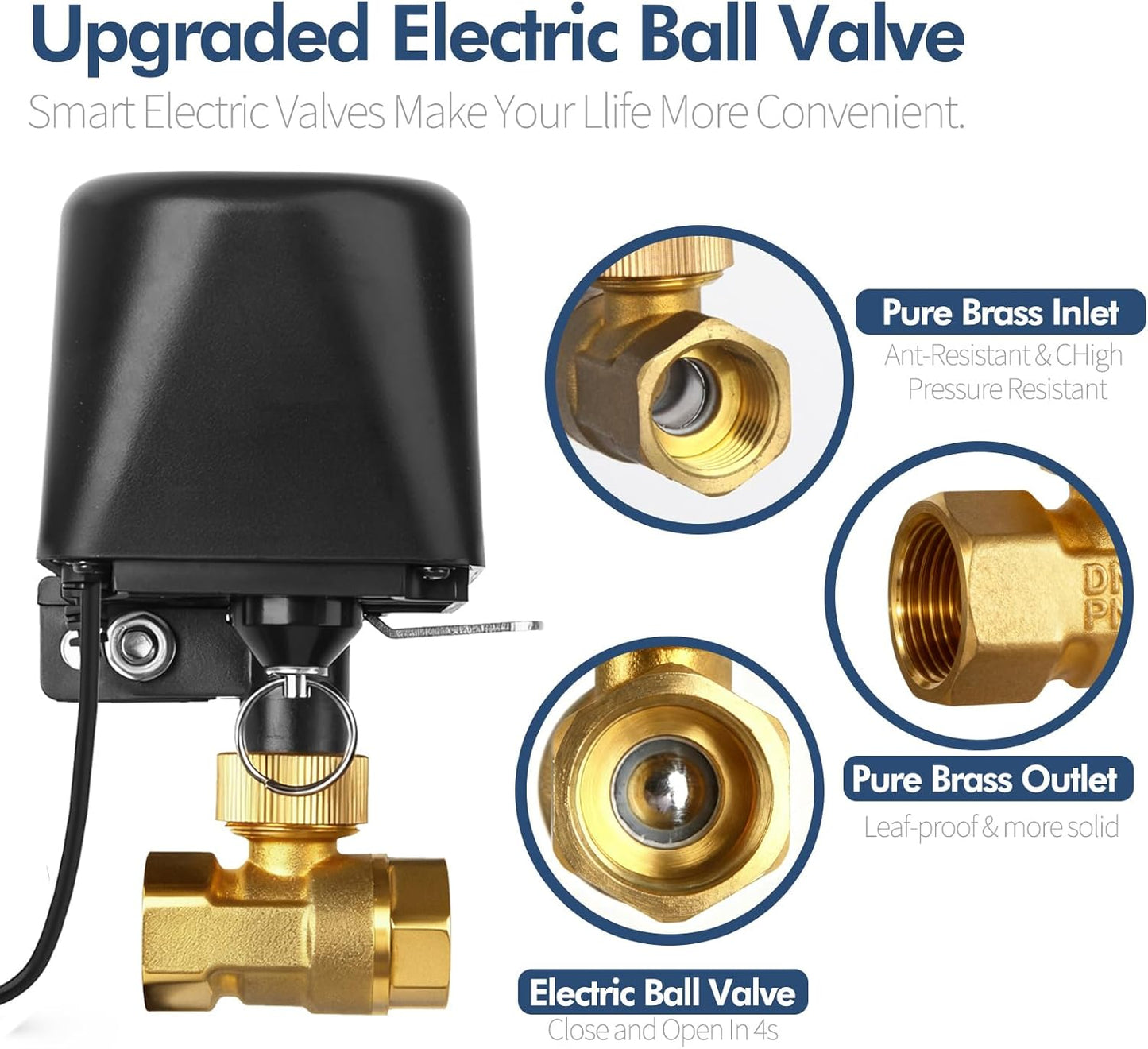 Owfeel WiFi Smart Water Valve, APP Remote Control, DN20 Ball Brass Water Valve, Compatible With Alexa, Google and Application Program iOS/Android, Only Supports 2.4 GHz WiFi (3/4")