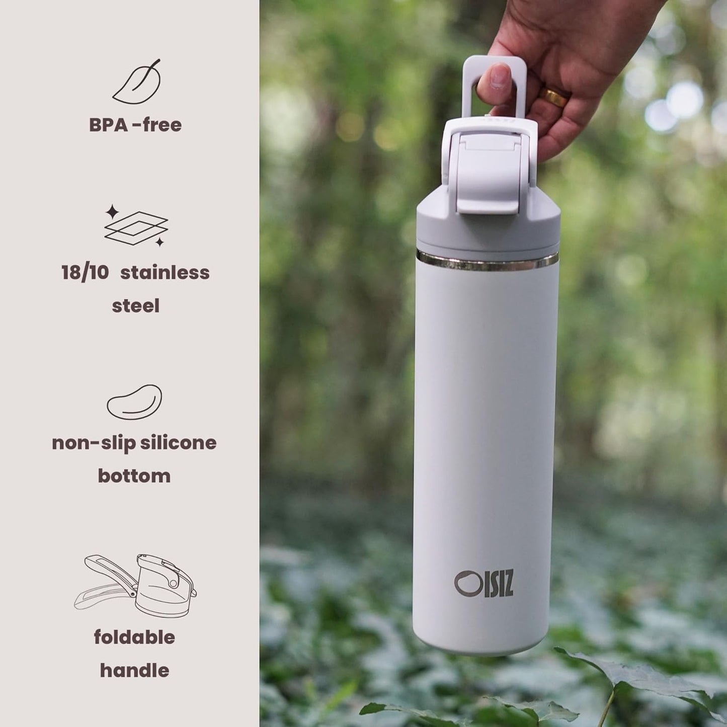 OISIZ Insulated Water Bottle 24 oz with 2 in 1 Spout and Straw Lid,One Click Safety Lock,100% Leakproof,Keep Cold 24H,Vacuum Stainless Steel Water Bottle for School,Travel and Sports,Dishwasher Safe