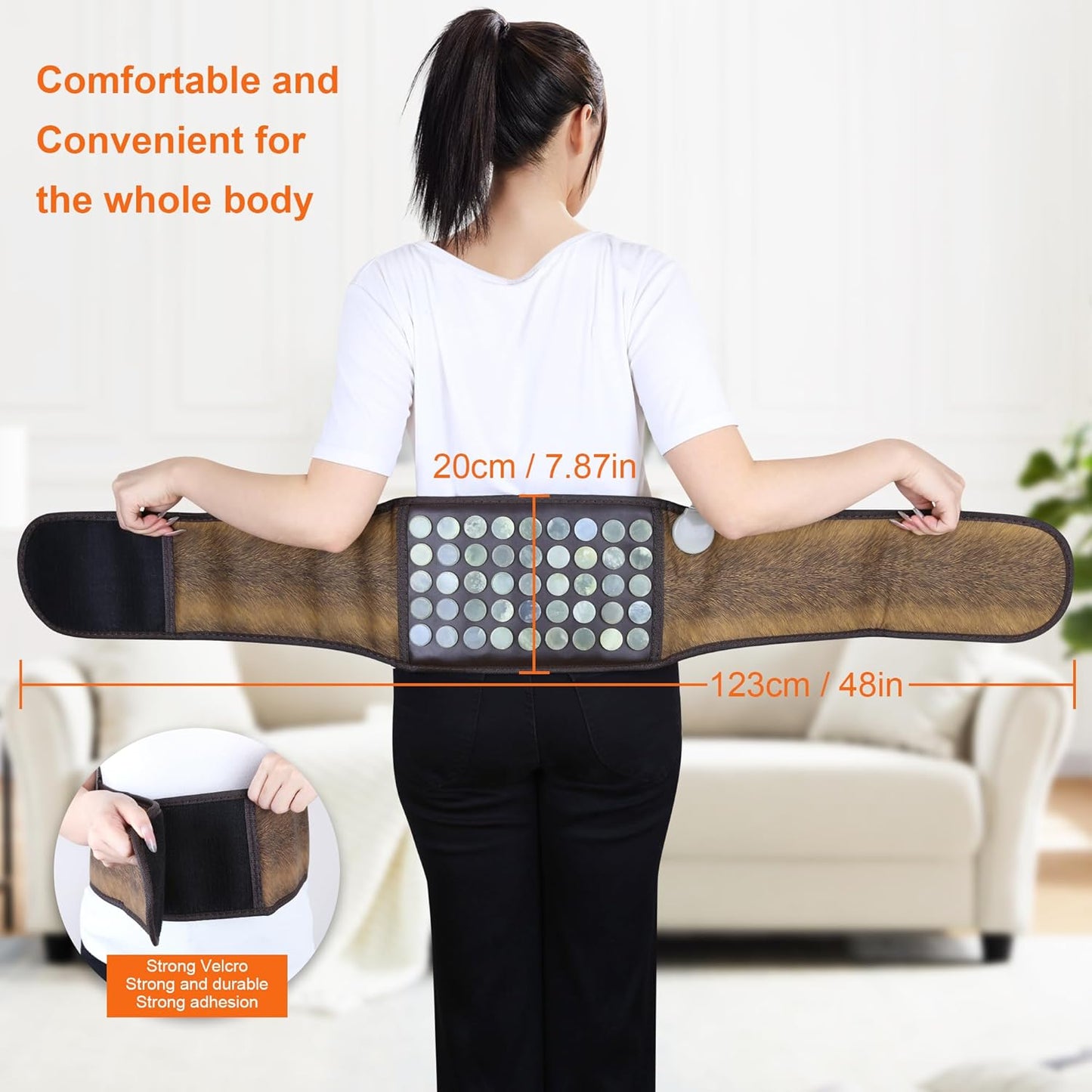 Infrared Heating Pad, Far Infrared Natural Jade Heating Pad, Auto Shut Off, Adjustable Temperature, Gifts for Women/Men/Dad/Mom (Brown, Belt28)