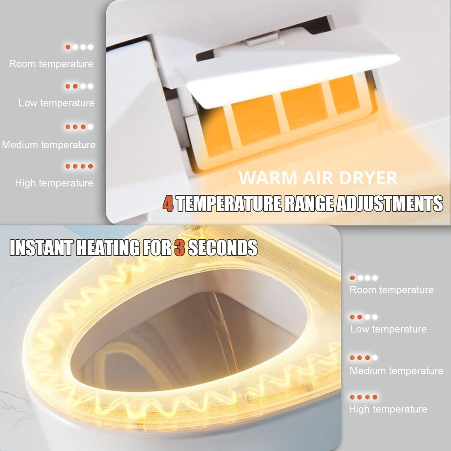 Electric Bidet Toilet Seat, Auto Open/Close Lid & Seat with Radar Sensor, Unlimited & Filtered Warm Water, 8 Modes Spa Wash, Warm Air Dryer, Heated Seat, 10-year warranty. (TB-54E, Elongated)