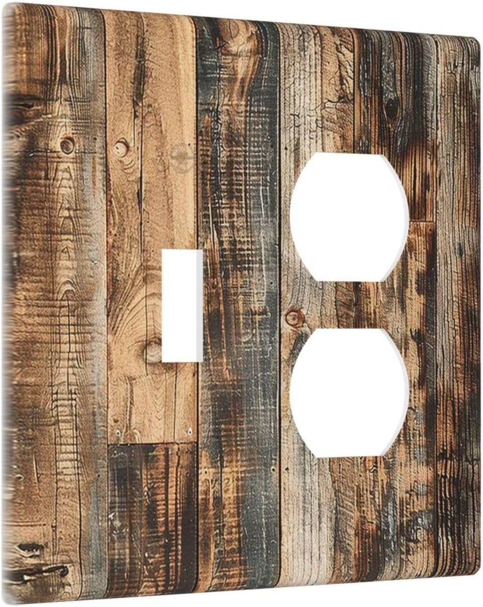 Wallplates Rustic Brown Wood Pattern Splice Plank 1 Toggle 1 Duplex Switch Plate Electrical Gfci Faceplate Decorative Light Switch Covers For Farmhouse Cabin Decor