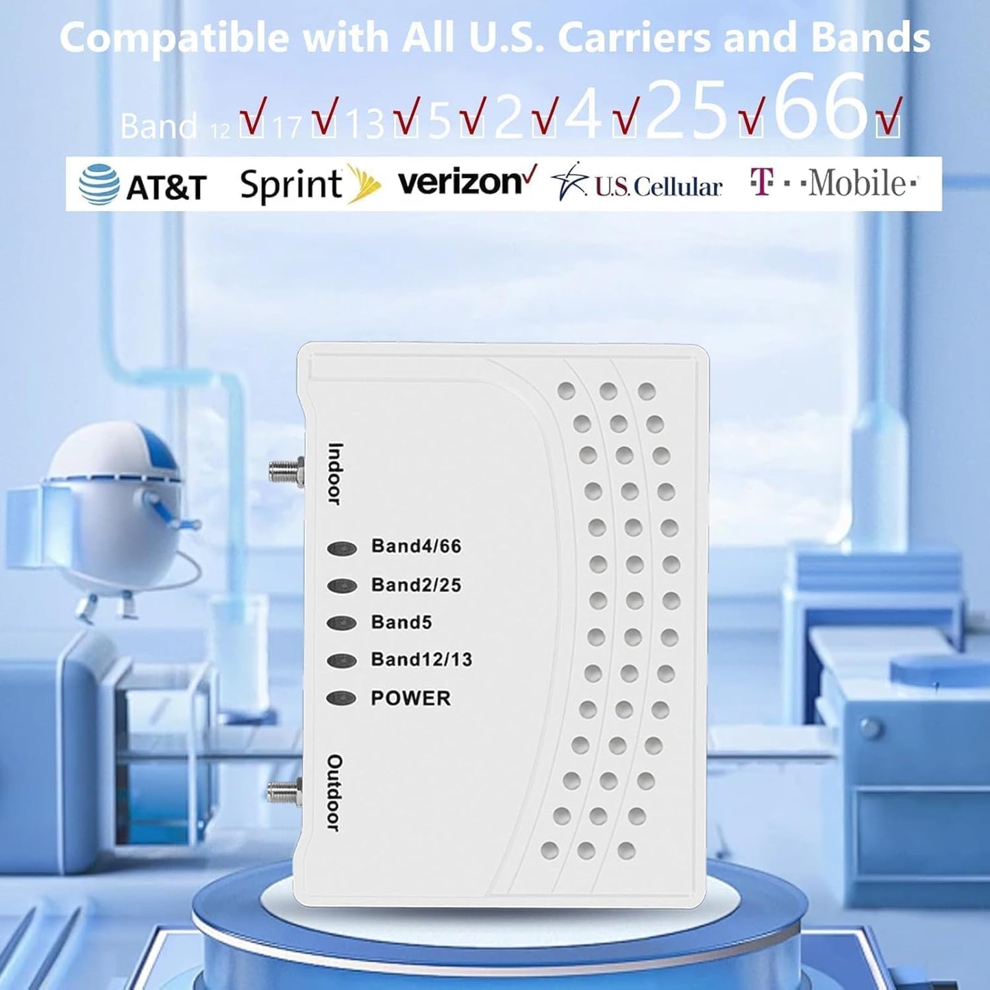 Cell Phone Booster for Home, Up to 2500 Sq.Ft, Cell Phone Signal Booster for Band 5/12/13/17,Boost 5G 4G LTE 3G Data for All U.S. Carriers, FCC Approved (White)