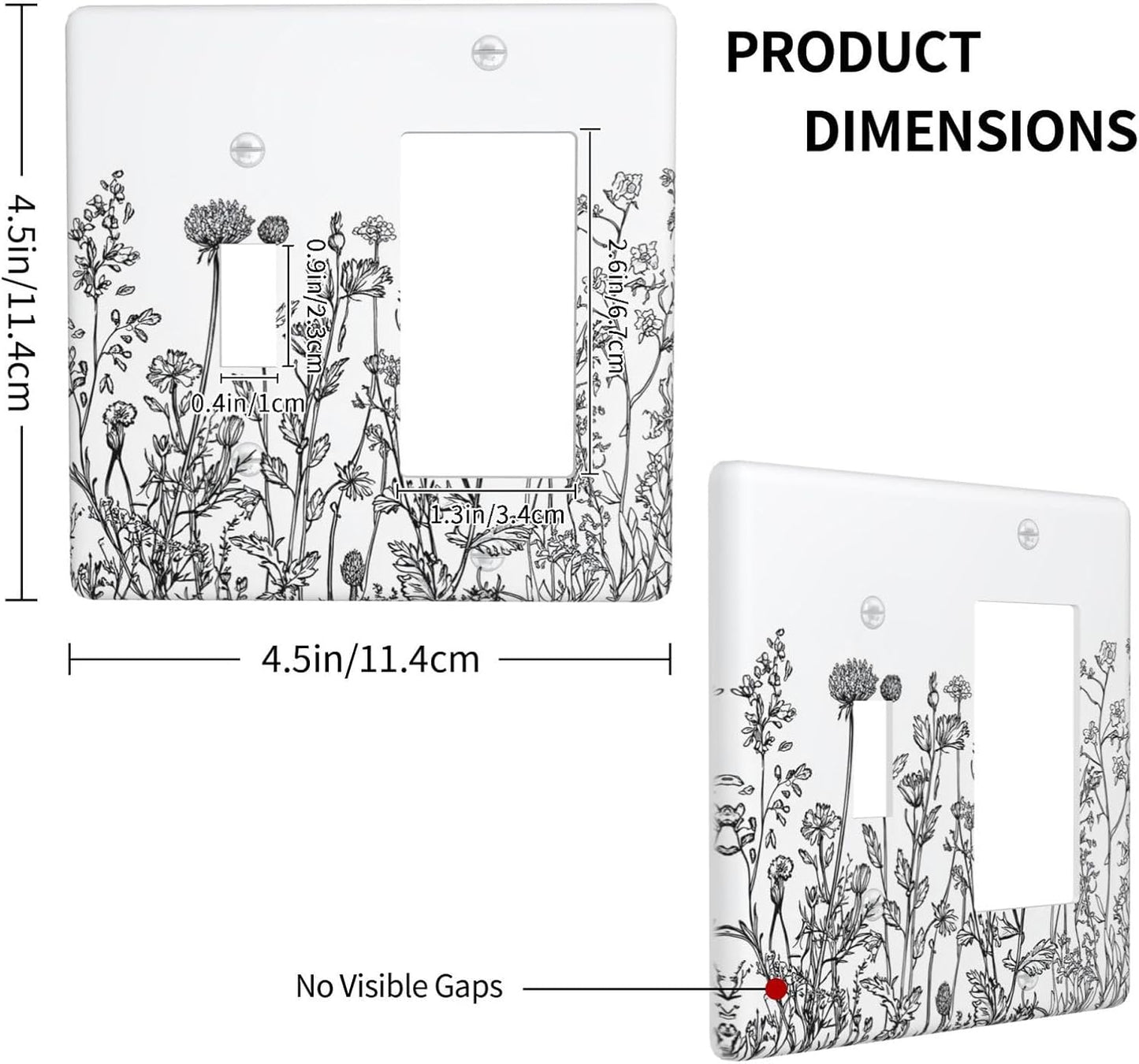 Outlet Covers Floral Wildflower Rustic Plant Leaves 1 Toggle 1 Rocker Combination Decorative Wall Plate Electrical Switch Plates Light Switch Cover Plate For Farmhouse Cabin Decor