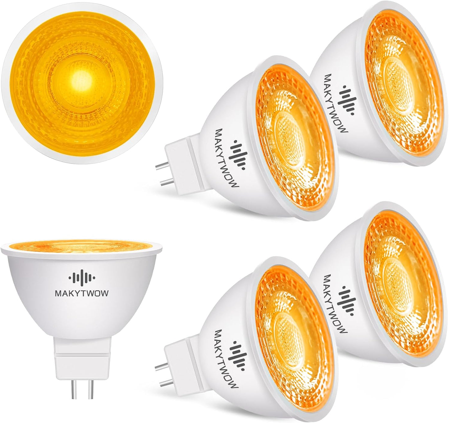 Orange MR16 GU5.3 Led Bulbs, Bi-pin Base LED Spotlights 12V LED Bulbs for Christmas Holiday Decoration Outdoor Landscape Lighting, 6Pack
