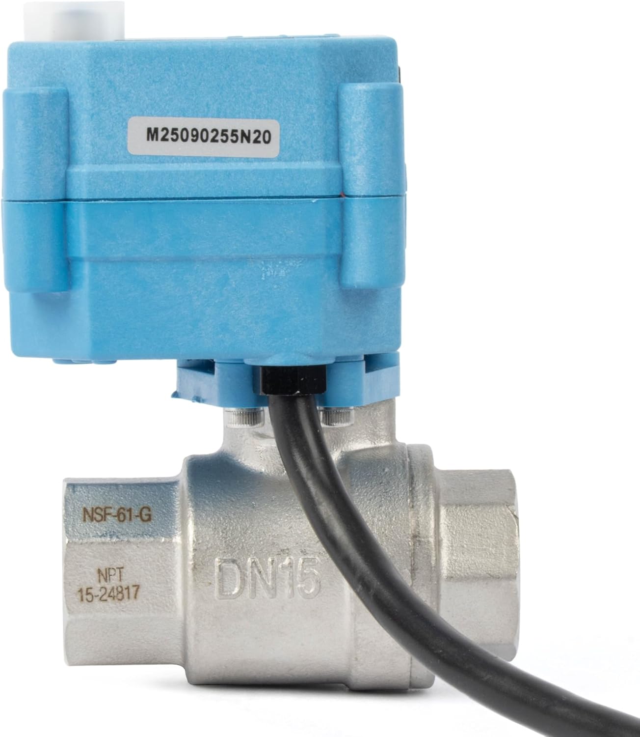 U.S. Solid 1/2 inch NPT 304 Stainless Steel Motorized Ball Valve - Plastic Electrical Ball Valve, 2 Wire Auto Return, AC 110~230V, Normally Closed, IP67, NSF Certified