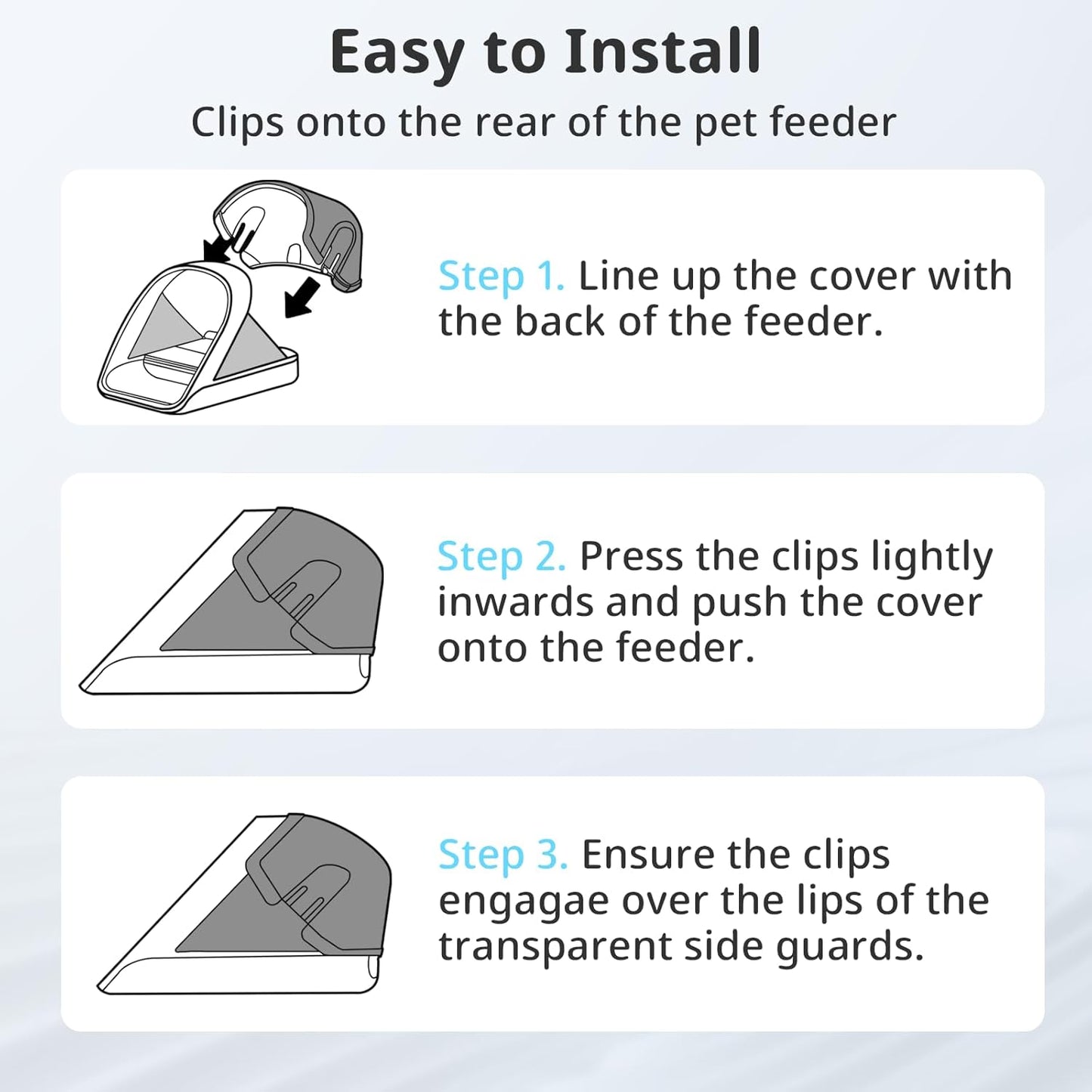 Rear Cover for Automatic Microchip Cat Pet Feeder - Prevents Persistent Pet from Getting Food from The Back of The Feeder (2 Pack)