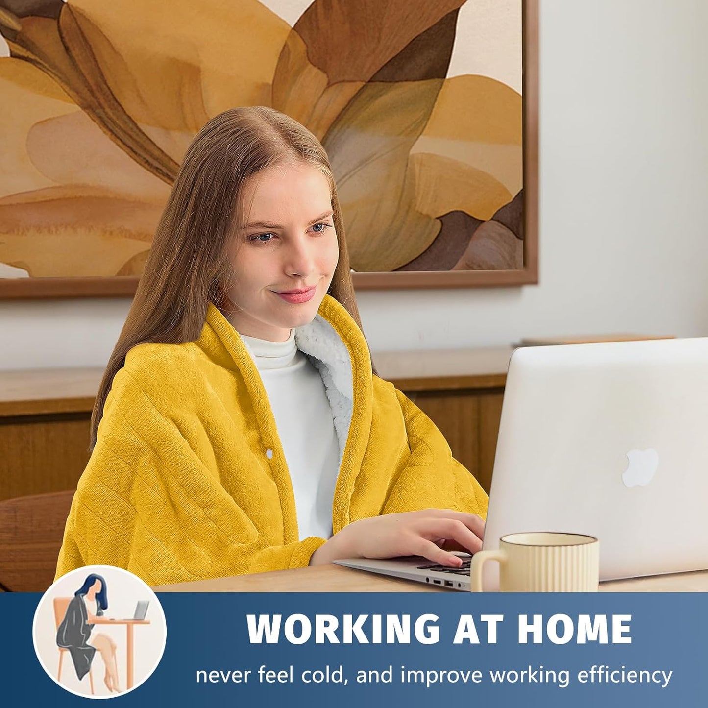 BOMOVA Heated Electric Blanket Throw Size- 50" x 60" Heating Blanket with 10 Heating Levels & 8 Hours Auto Off, Warm Flannel Blanket, Christmas Birthday Gifts for Women