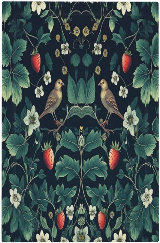 Light Switch Cover Plate Strawberry Birds Flowers Plant Morris Floral 1 Gang No Device Blank Electrical Wall Plates Faceplate Decorative Switch Plate for Bedroom Farmhouse Decor