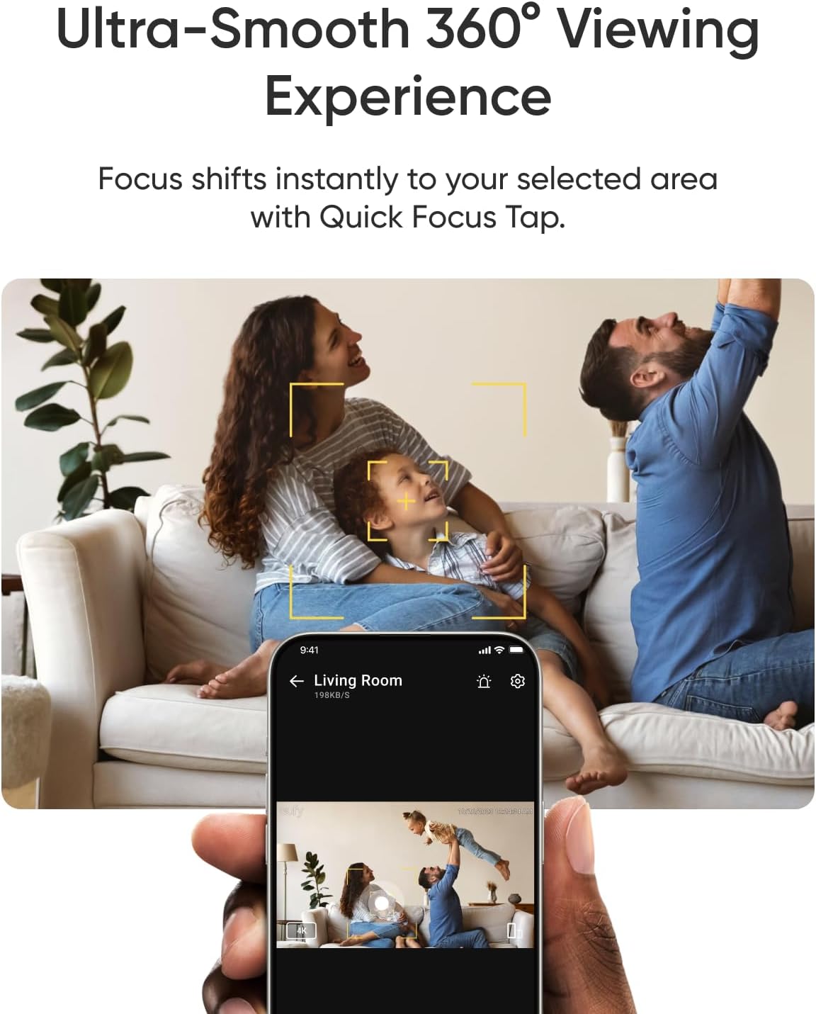 eufy Security Indoor Camera E30, Latest Generation, 4K UHD Security Camera, 360 Pan-Tilt, Color Night Vision, AI Detection for Human/Pet/Audio/Crying, Human/Pet Auto Tracking, Works with Homekit,Black