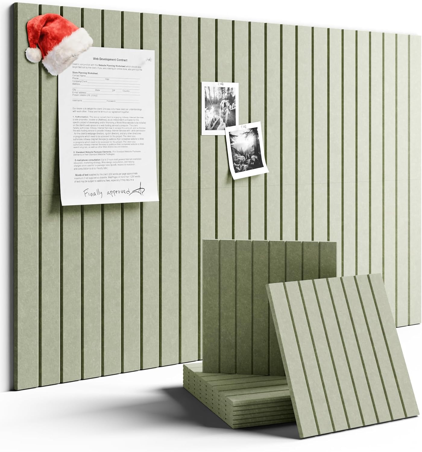 Large Felt Bulletin Board 36" x 24" Cork Board Alternative-6 Pack with 40 Safe Removable Adhesive Tabs, Cork Boards for Walls Cork Board for Home Office Classroom Pin Board (Sage)