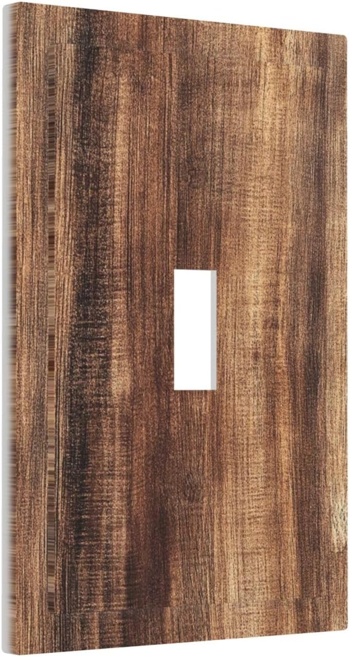 Decorative Light Switch Cover Vintage Rustic Brown Wood Grain 1 Gang Single Toggle Device Electrical Faceplate Switchplates Decorator Outlet Wall Plate for Bedroom Farmhouse Decor