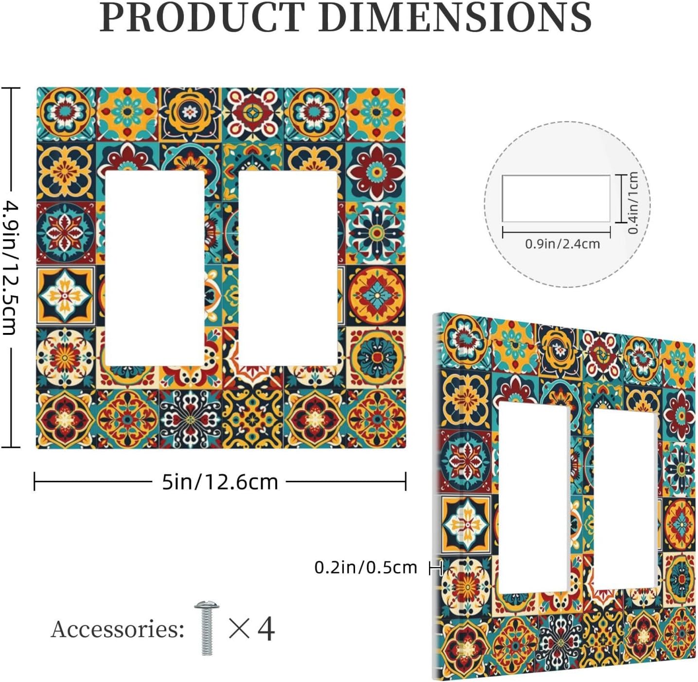 Decorative Outlet Covers Mexican Talavera Colorful Mosaic Tiles 2 Gang Double Gfci Rocker Electrical Wall Panels Light Switch Cover Plate For Bathroom Kitchen Decor