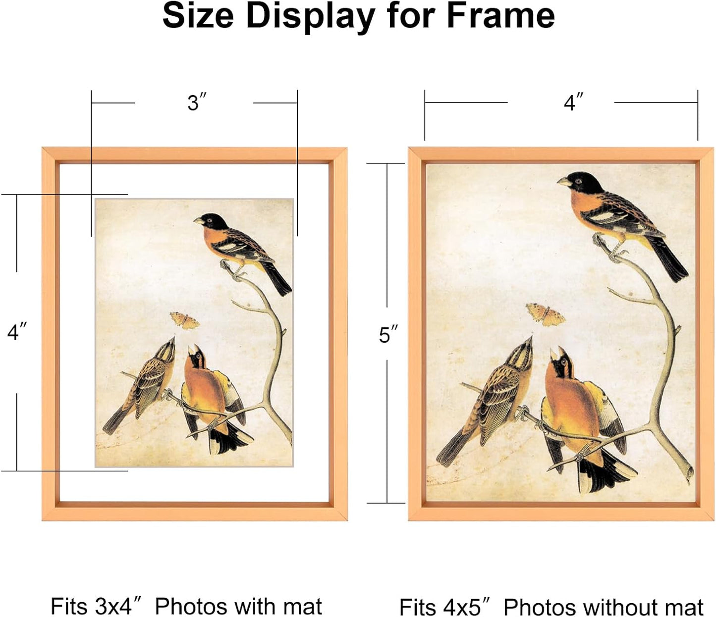 4x5 Picture Frame, Gold Aluminum Metal Photo Frames with HD Glass, Fits 3x4 with Mat or 4 x 5 without Mat, Display for Wall and Table