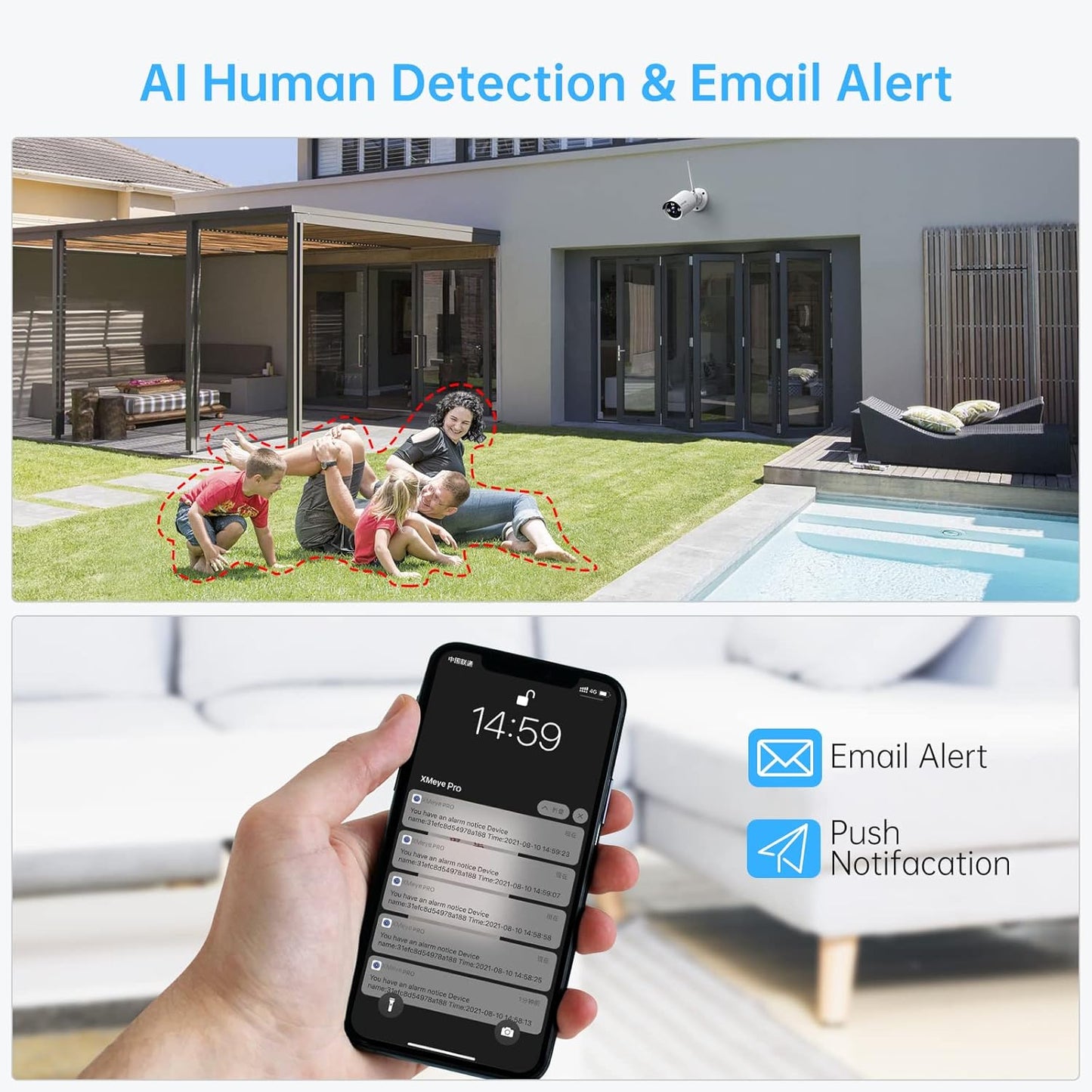 Wireless Security Camera System,SMONET 1080P 8 Channel Home Surveillance DVR Kits with 8pcs 2MP Full HD Cameras 3TB HDD Night Vision Motion Detection Free App for Indoor Outdoor 24/7 Video Recording
