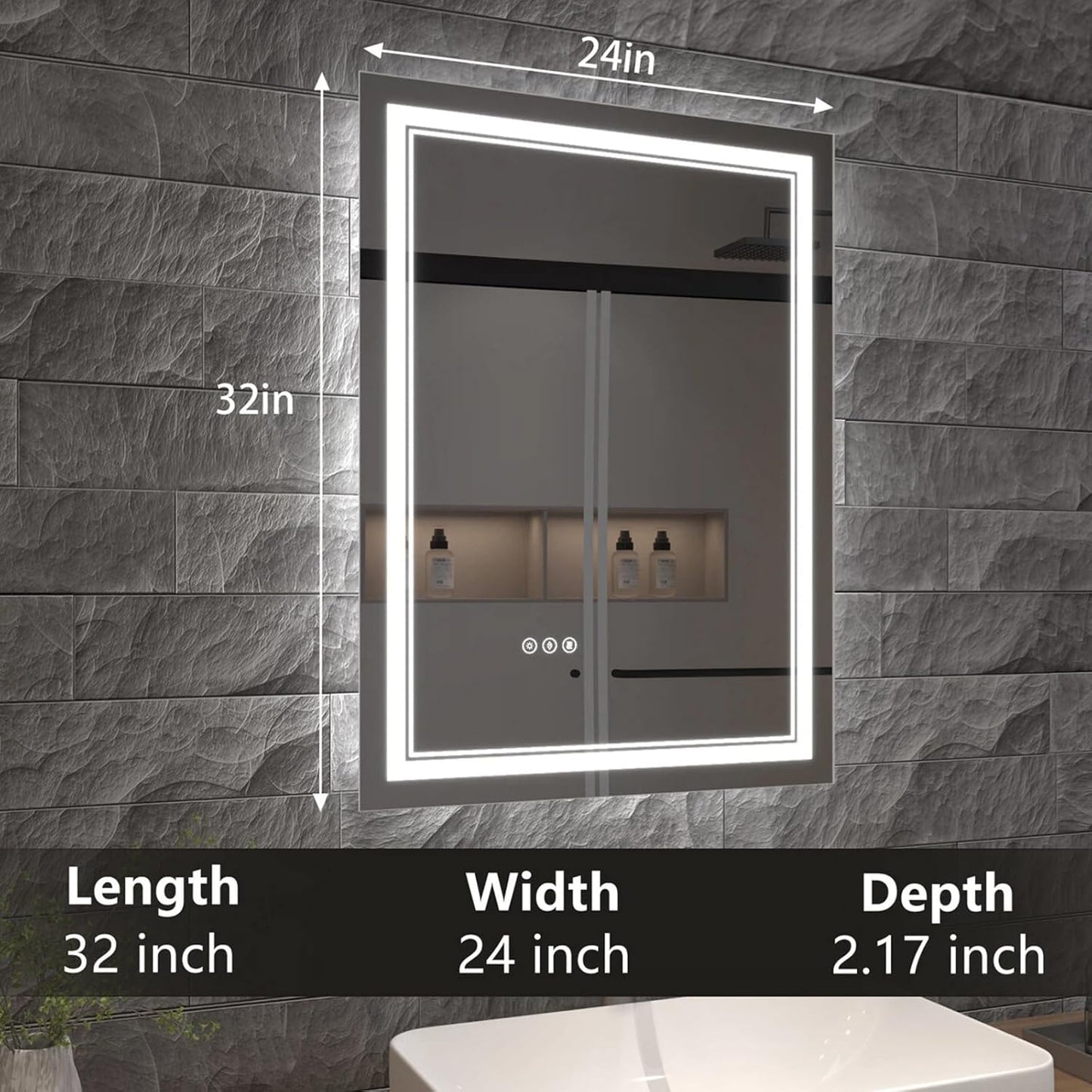 LED Bathroom Mirror with Lights, Wall Mirrors