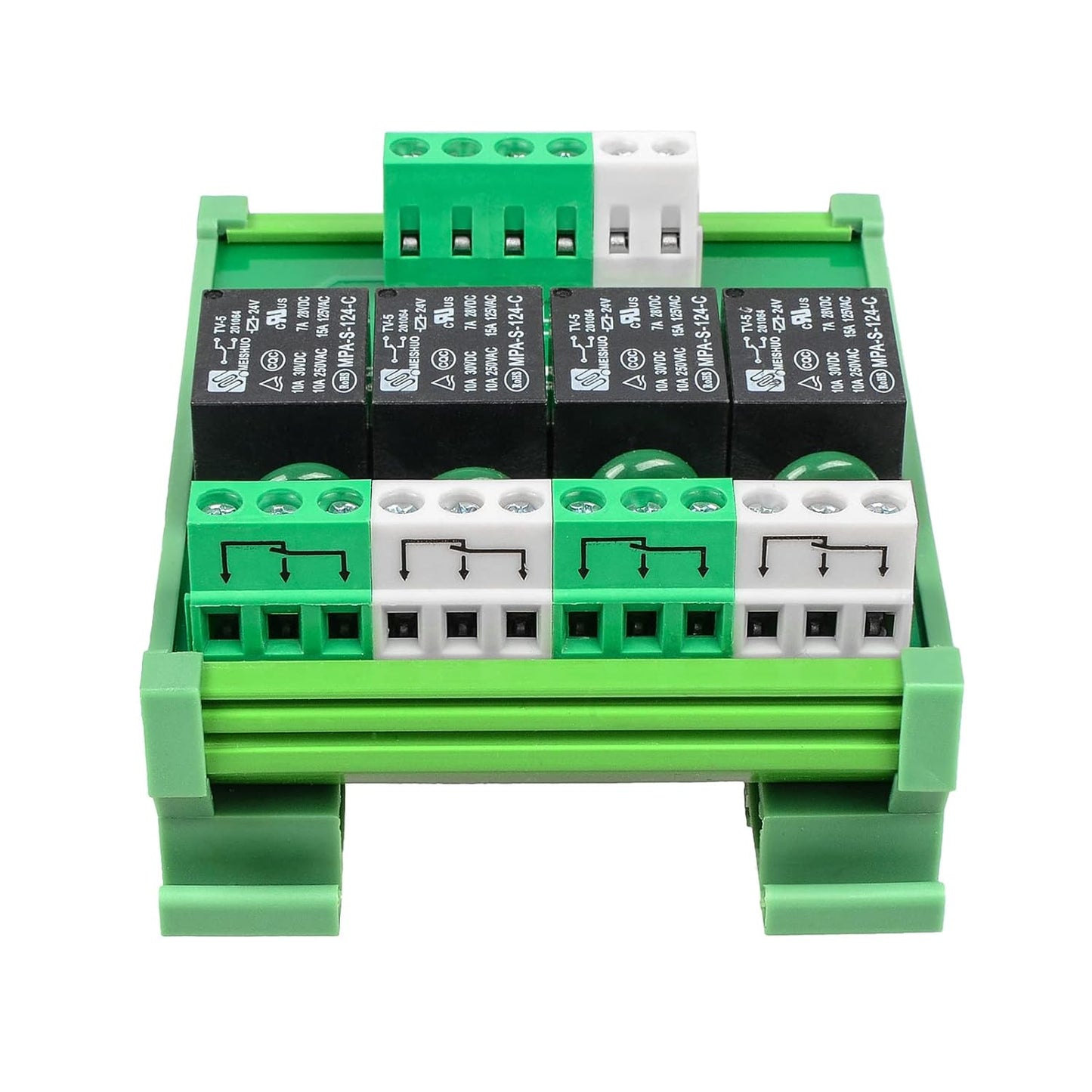 Relay Board, Relay Module 4 Channel 1 SPDT DIN Rail Mount 24V DC/AC, Interface Board(FY-T734C-D24)