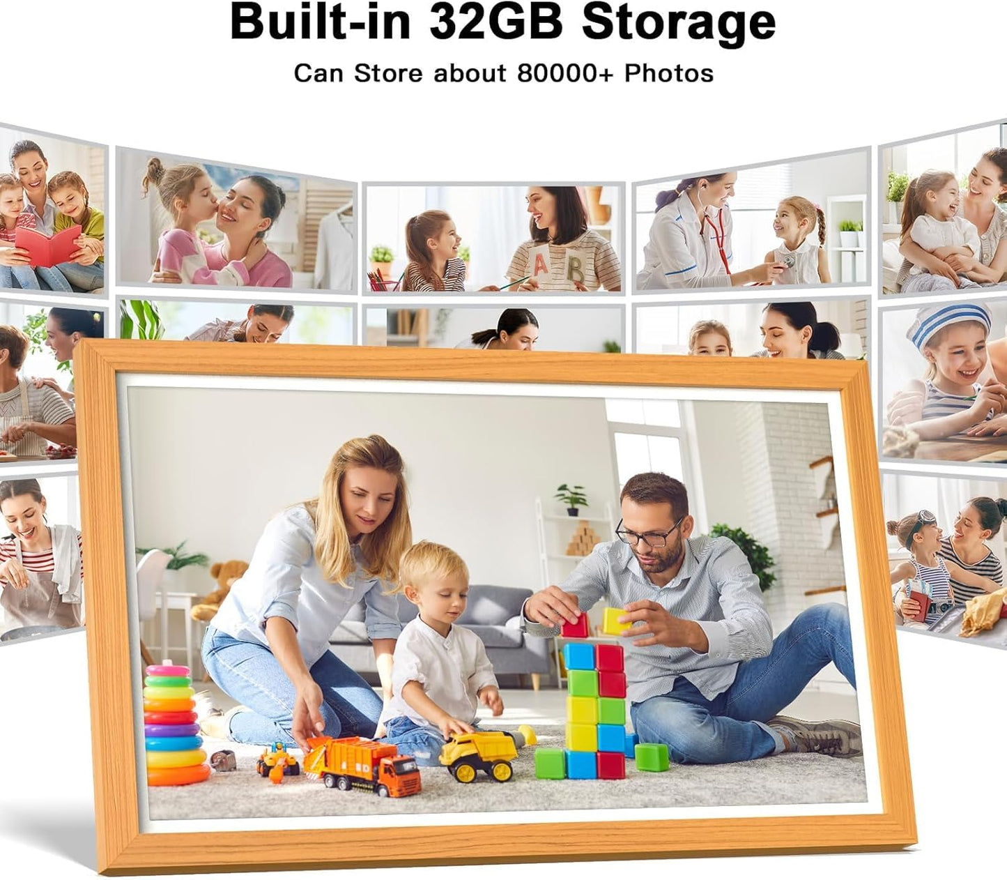 21.5-inch Digital Picture Frame Dual-WiFi Digital Photo Frame - 1080P Video Playback, Smartphone Syn Screen, 32GB, Share Photo Video via App Email, Unlimited Cloud Storage, Wall Mounted for Home Decor
