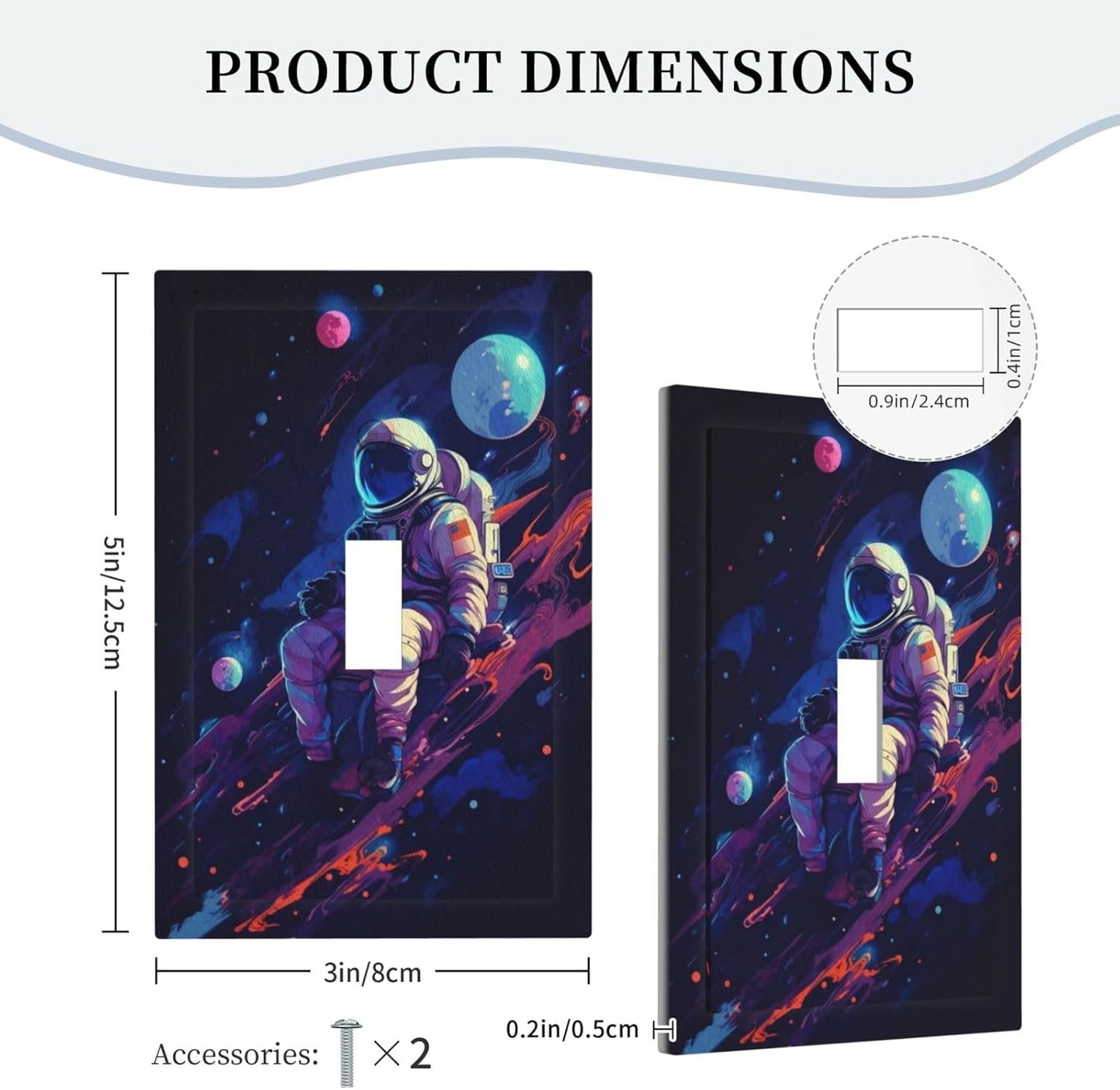 Decorative Light Switch Cover Purple Space Astronaut Planet 1 Gang Wall Plate Oversized Single Toggle Wall Cover Jumbo Electrical Switchplate Face Plate for Bedroom Home Decor