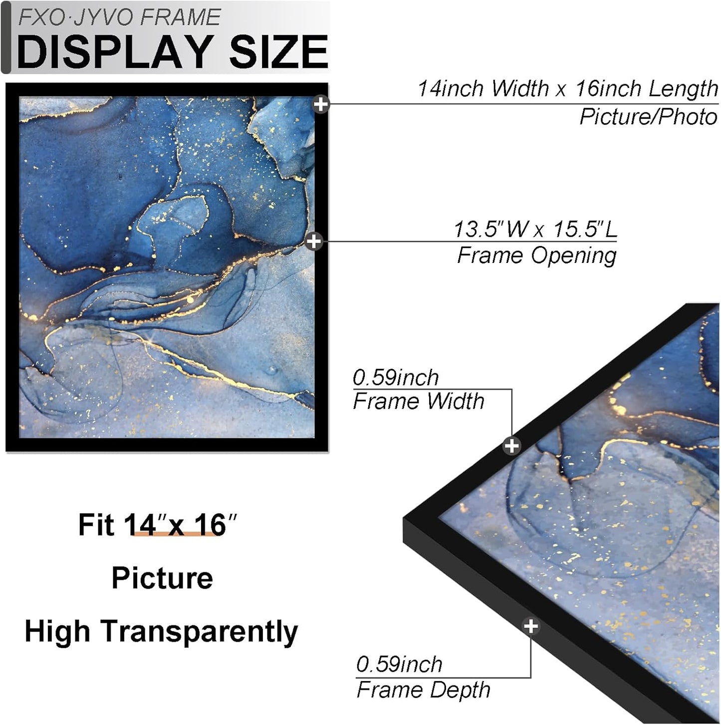 14x16 Picture Frame Set of 6, Black Frame for 14 x 16 Inch Picture Poster Photo, Light Weight and High Transparent 14 by 16 Frame for Wall - 6 Pack/Black/14 x16