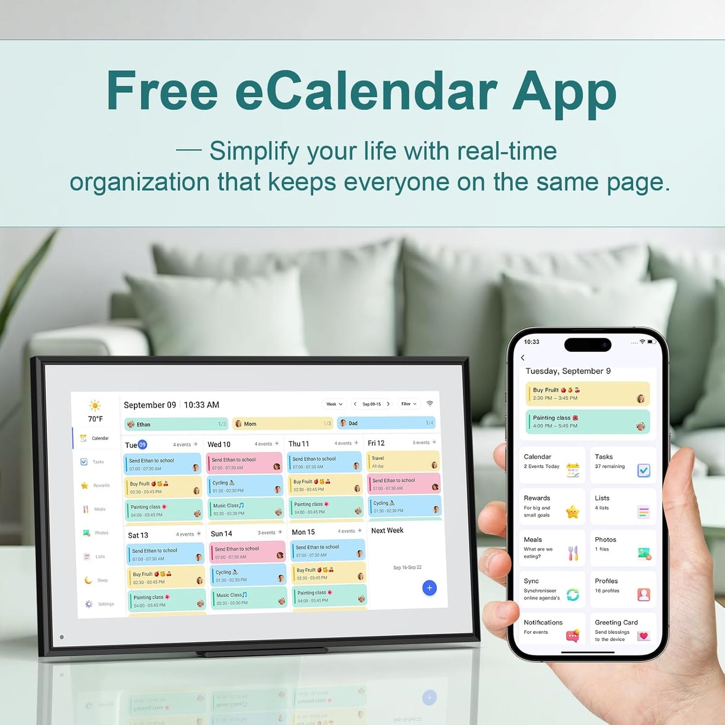 Canupdog 15.6 Inch Digital Calendar Wall Planner 2025-2026 – HD Touchscreen Smart Photo Display for Family Schedules, 32GB Electronic Calendar Chore Chart + To-do List, Christmas Gifts for Women Mom