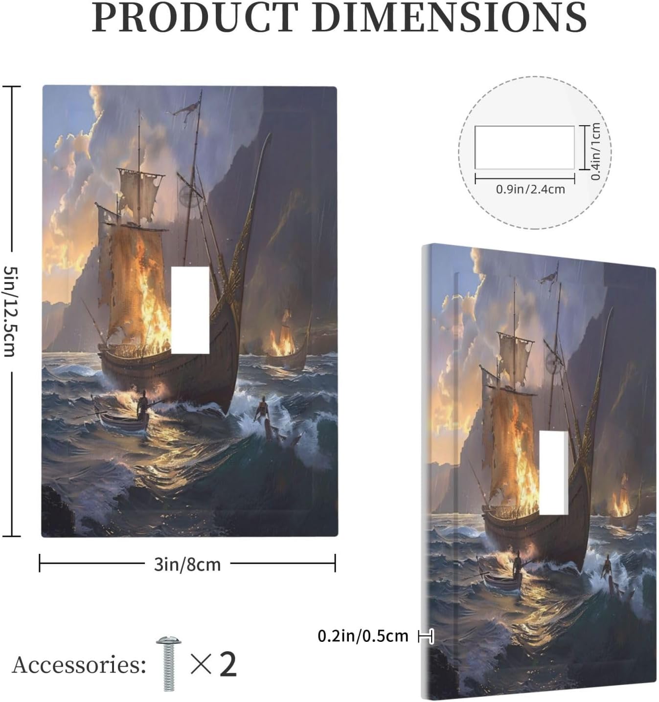 Decorative Light Switch Cover Plate Medieval Vintage Sailing Adventure Sailings Ocean Waves 1 Gang Single Toggle Wall Plate Electrical Outlet Covers Decorate Switch Plate Cover for Bedroom Cabin Decor