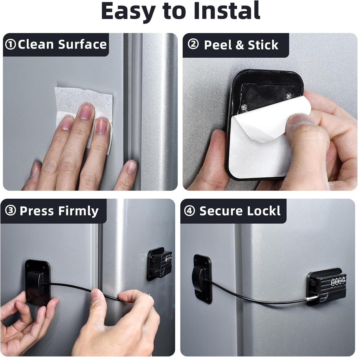 Fridge Lock Children refrigerator lock Fridge password lock can be easily installed without tools, and are suitable for refrigerators, dishwashers.