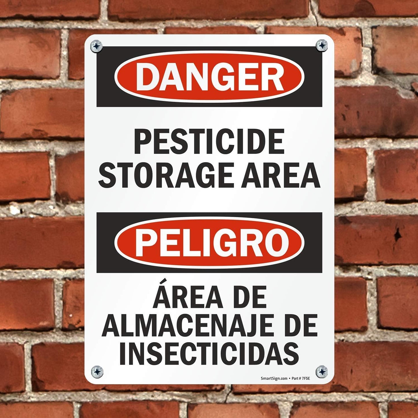 SmartSign "Danger - Pesticide Storage Area" Bilingual Sign | 10" x 14" Aluminum