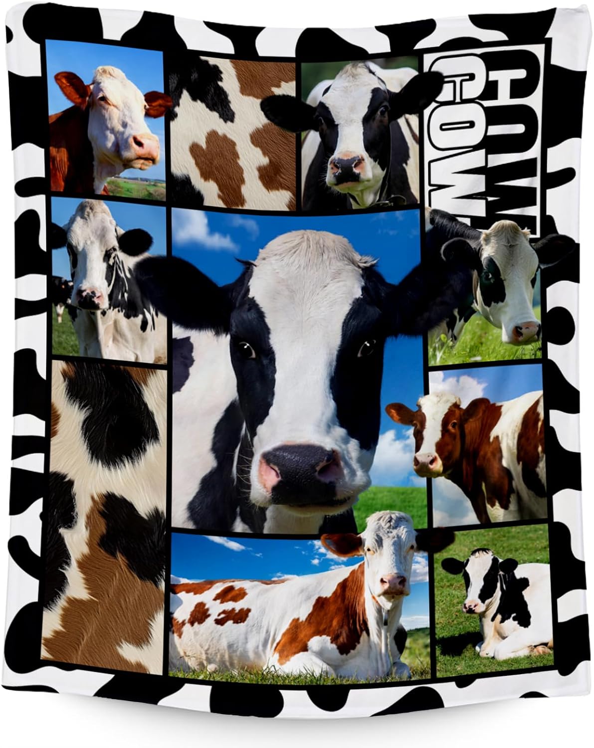 Cow Blankets and Throws, Cow Gifts for Women Girls, Soft Fluffy Fuzzy Farmhouse Blanket Country Home Decor, 40"x50" Animal Pattern Throw for Couch Sofa