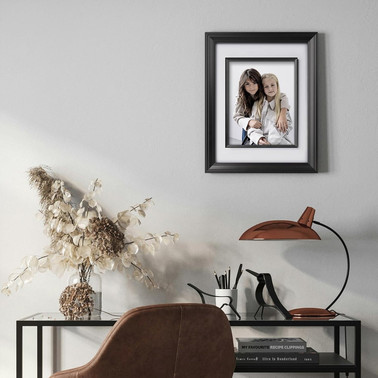 Yaetm 11x14 Black Picture Frame with Decorative Inner Frame & Tempered Glass, Display 8x10 Photos with Mat on Wall - Portrait or Landscape - Ideal for Office & Home Décor (Black, 2 Pack)