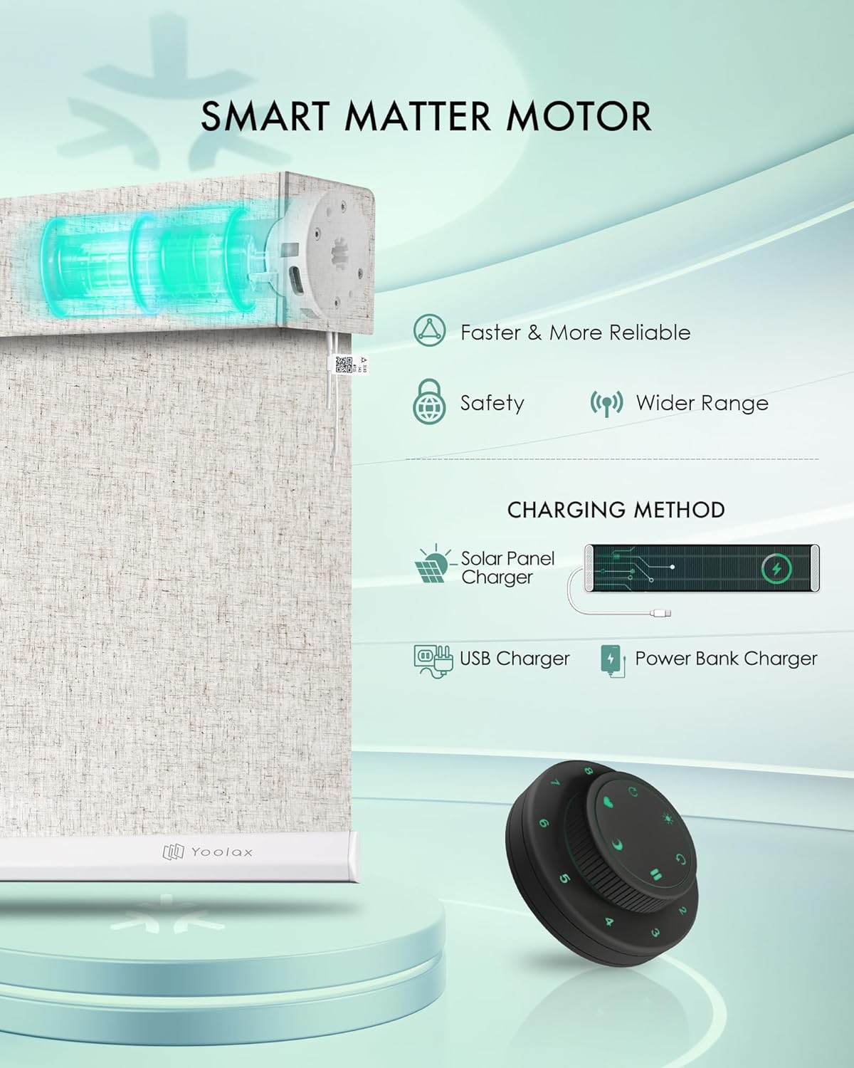 Yoolax Smart Blinds, Motorized Matter Roller Shades Light Filtering Automatic Blinds for Windows Motorized Shades Compatible with Alexa, Google Home, Homekit(Half Shading Linen Beige)