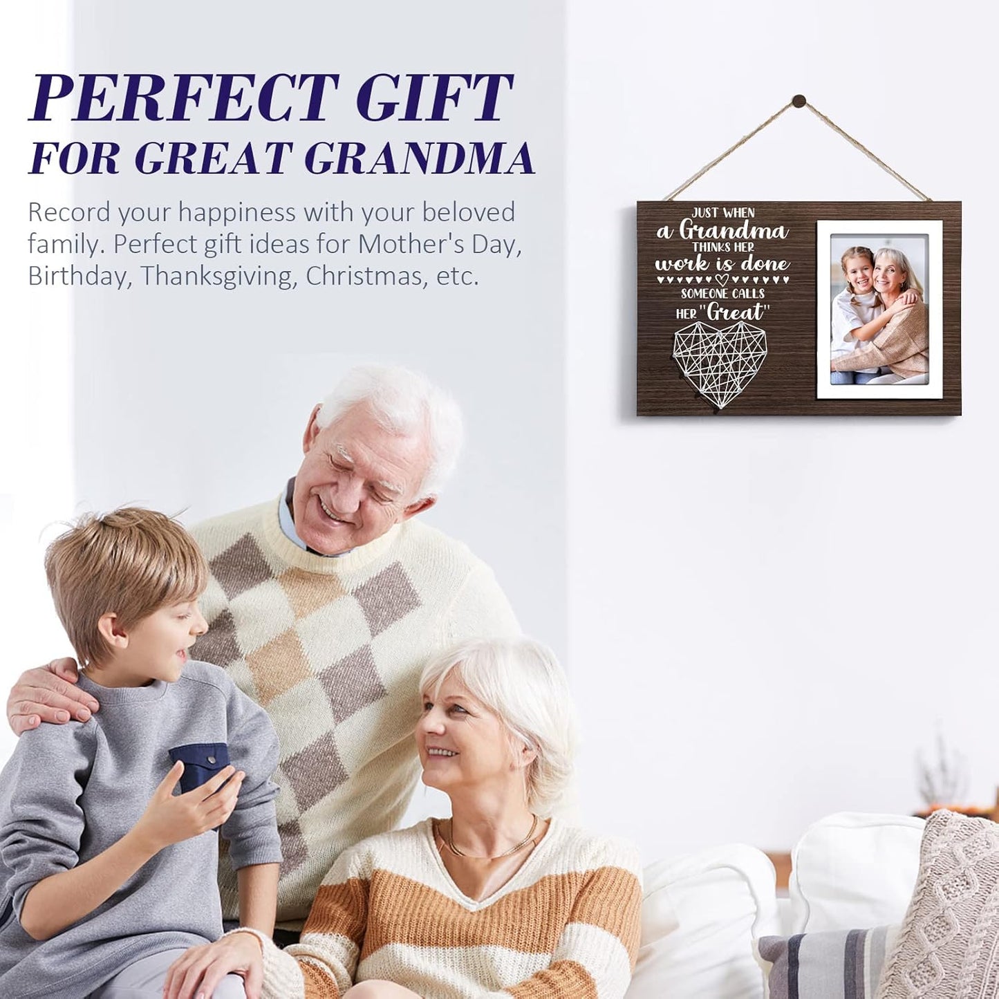 Great Grandma Christmas Gifts Picture Frame, Pregnancy Announcement Gifts for First Time Great Grandma New Great-Grandmother Gift Best Great-Grandmother Birthday Mothers Day Gift Frame - 4x6 Photo