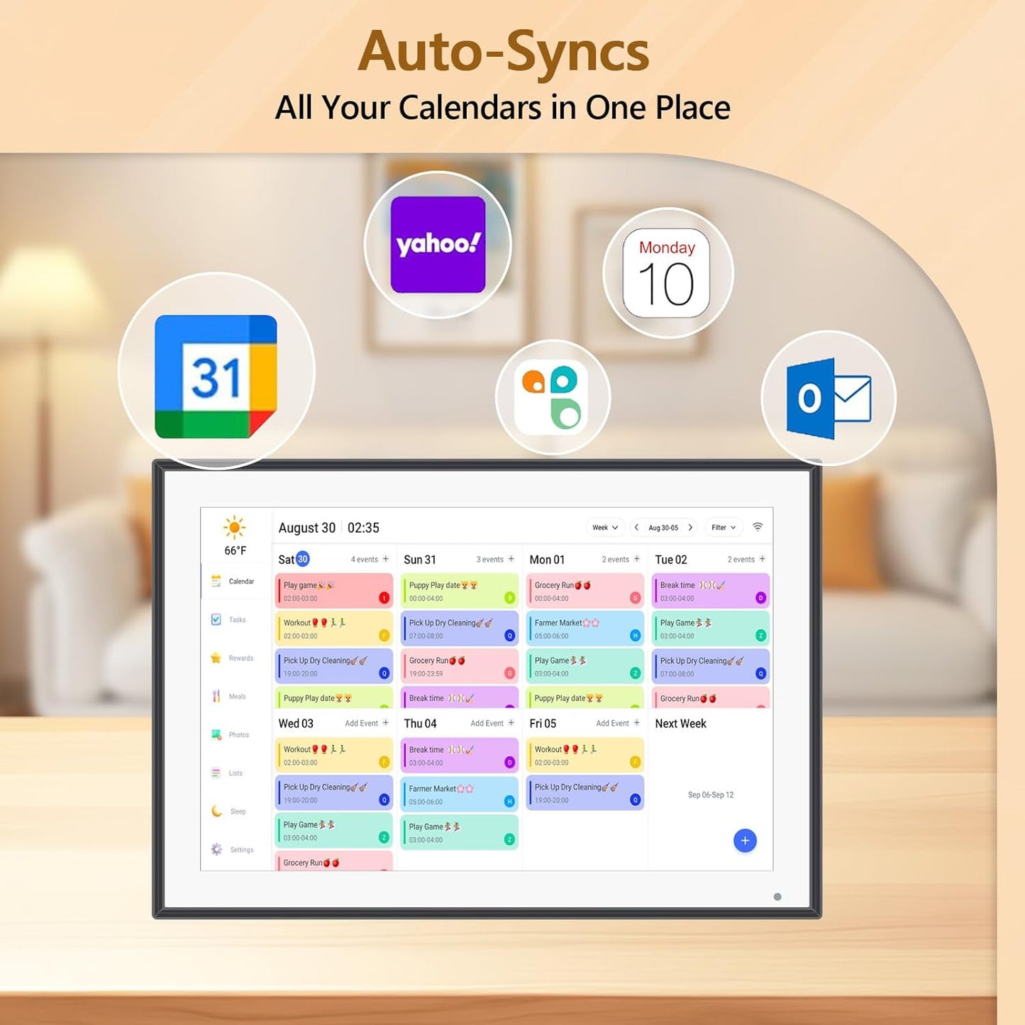 10.1 inch Digital Calendar & Chore Chart,Smart Touchscreen Interactive Display for Family Schedules, Wall & Desk Mountable, Digital Photo Frame Functon, Great for Organizing Your 2025 Calendar