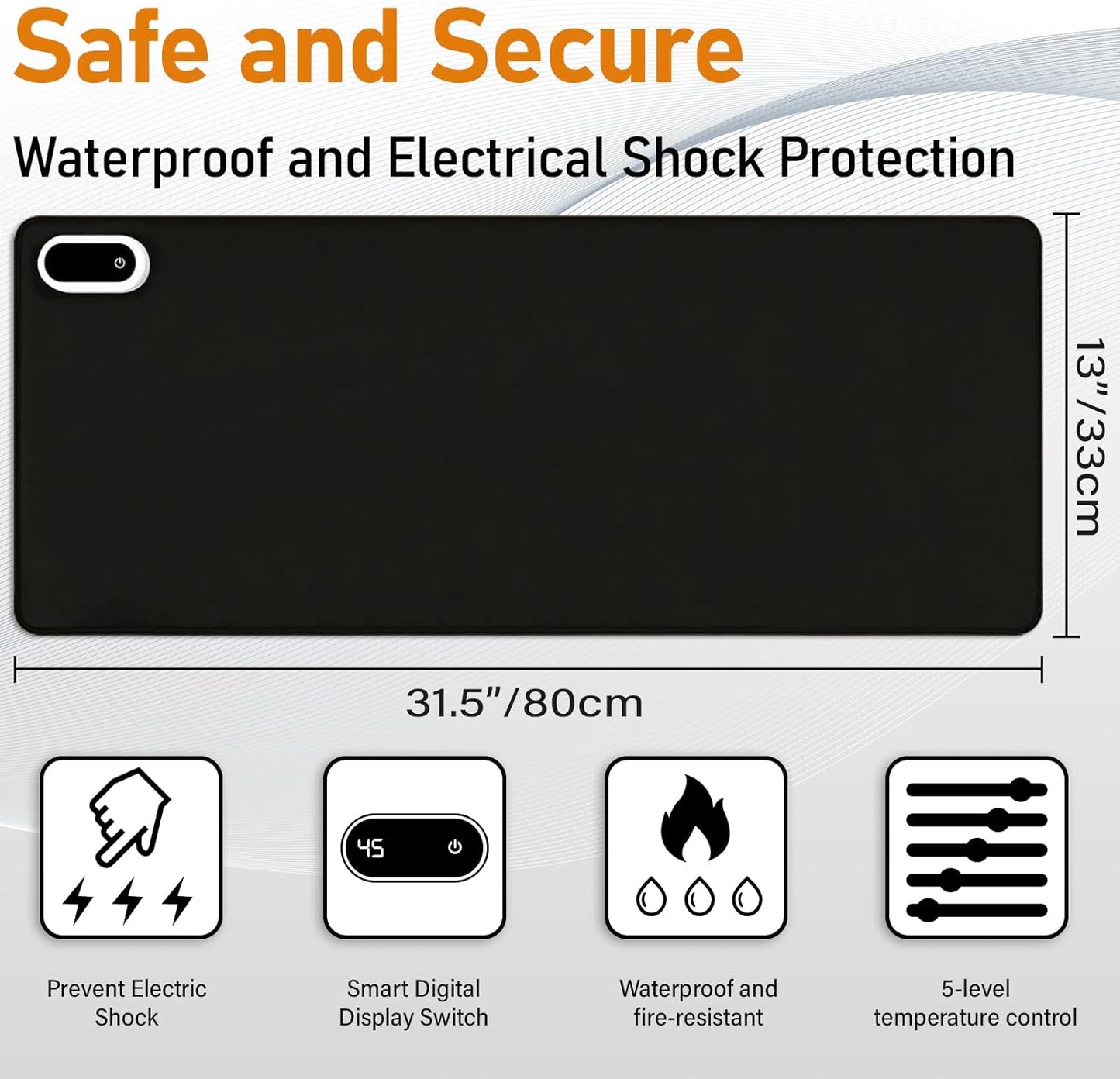 Heated Desk Pad, Heated Mouse Pad - 31.5 x 13 inch, Heated Desk Mat, Desk Warmer with 5 Heat Levels & Auto Shut-Off - Ideal for Office and Home(Coffee Brown)