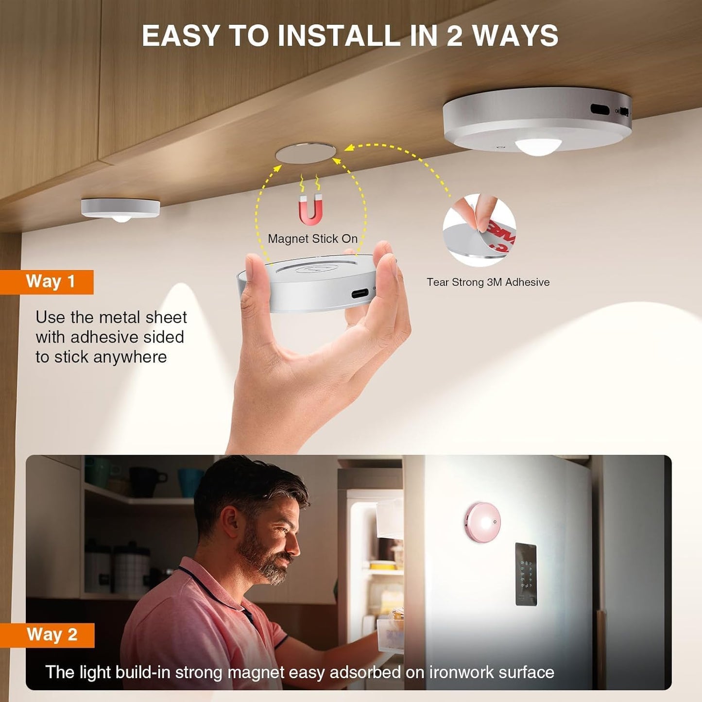 Puck Lights Cordless with Remote Control, 2200mAh Rechargeable Under Counter Lighting,3 Color Temperatures Dimmable Under Cabinet,Closet Light,Tap Light for Hallway (Silver, 3PCS)