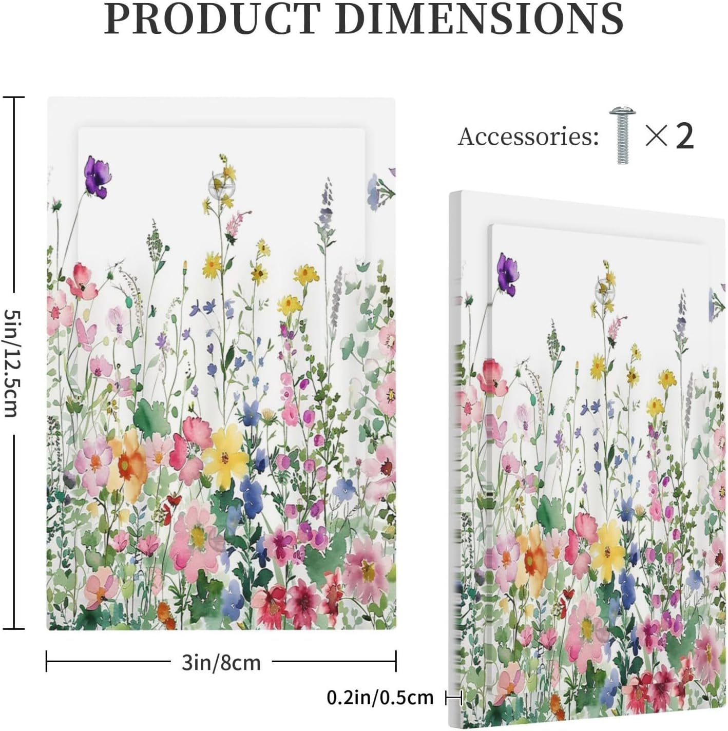 Light Switch Cover Plate Boho Colorful Flowers Plant Rustic Wildflower 1 Gang No Device Blank Electrical Wall Plates Faceplate Decorative Switch Plate for Bed Room Bathroom Decor