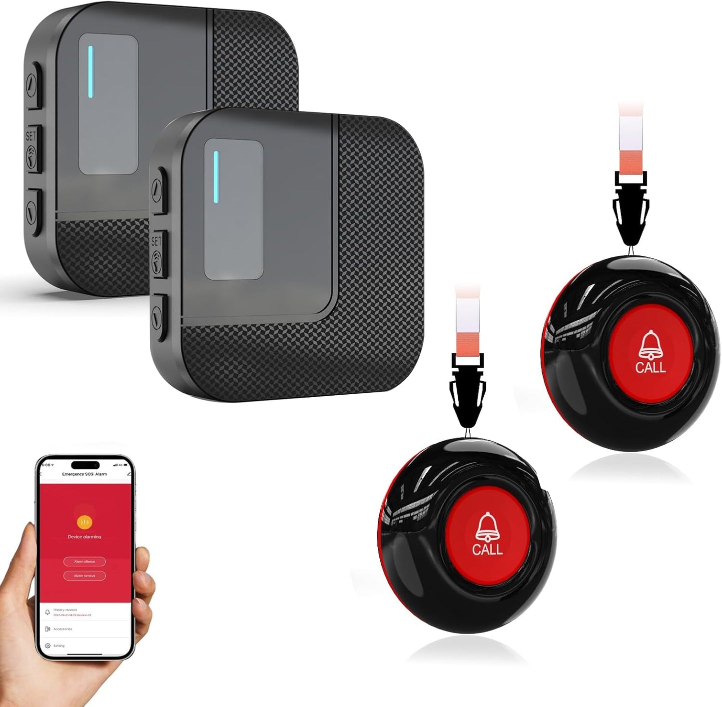 SanJie Wi-Fi Wireless Caregiver Pager Call Button for Elderly at Home - Alert Systems with App Remote Alerts & Device Sharing Suitable for Seniors & Patients and People with Disabilities