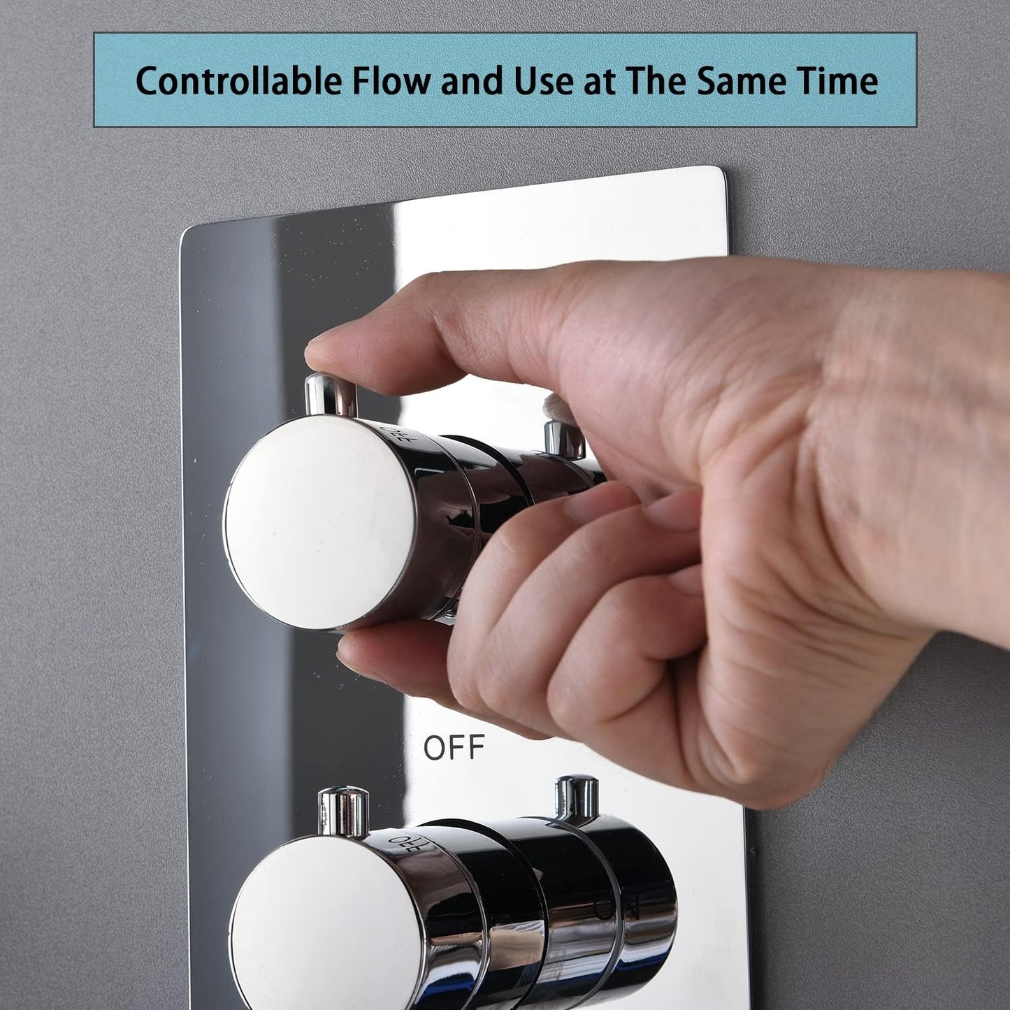 Modern Thermostatic 3 Way Shower Valve Replacement, Bathroom Concealed Brass Mixer Mixing Shower Diverter Valve Kit in Chrome, Can Run Together