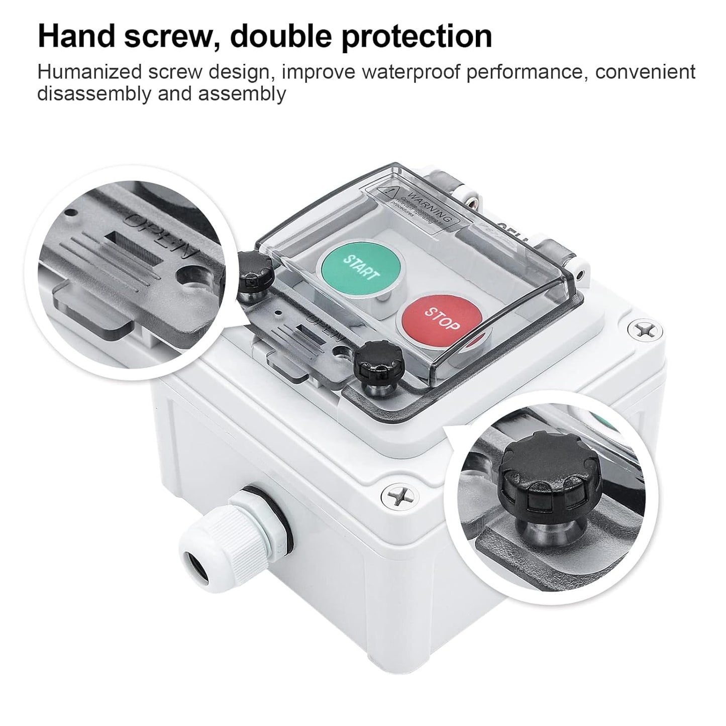 IP67 Button Switch Outdoor Waterproof Box 2 Push (Letter) Red and Green Automatic Rest Momentary Button with Protective Cover Anti-misoperationSwitch(AC/DC 6A-110V/3A-240V/2.5A-380V)