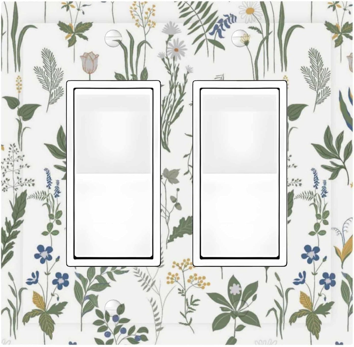 Decorative Outlet Covers Floral Green Leaf Plant Flowes 2 Gang Double Gfci Rocker Electrical Wall Panels Light Switch Cover Plate For Bed Room Farmhouse Decor