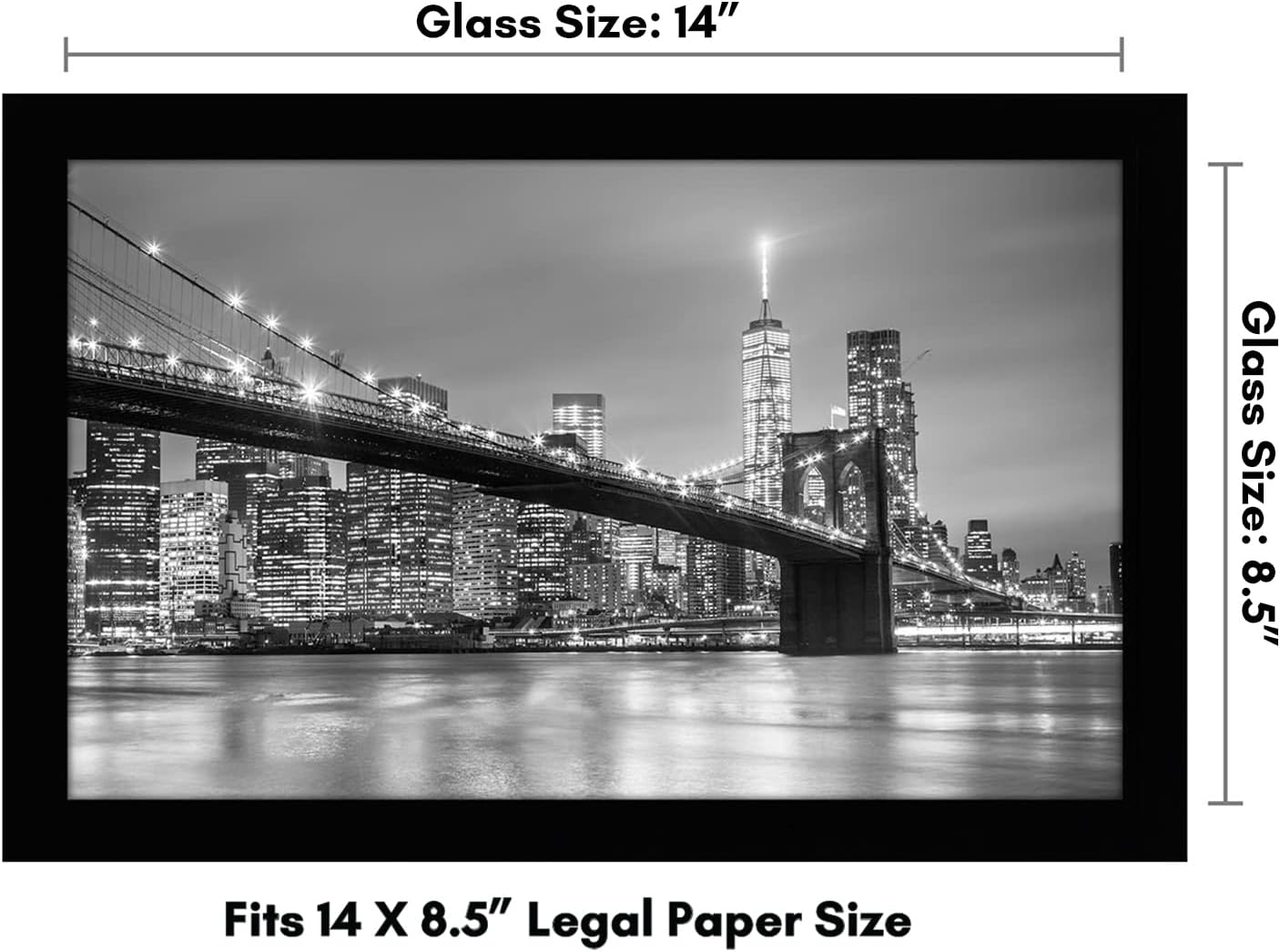 Americanflat 8.5x14 Picture Frame with Shatter-Resistant Glass - Signature Collection - Gallery-Style Frames Made of Engineered Wood - Photo Frame for Wall Display - Black